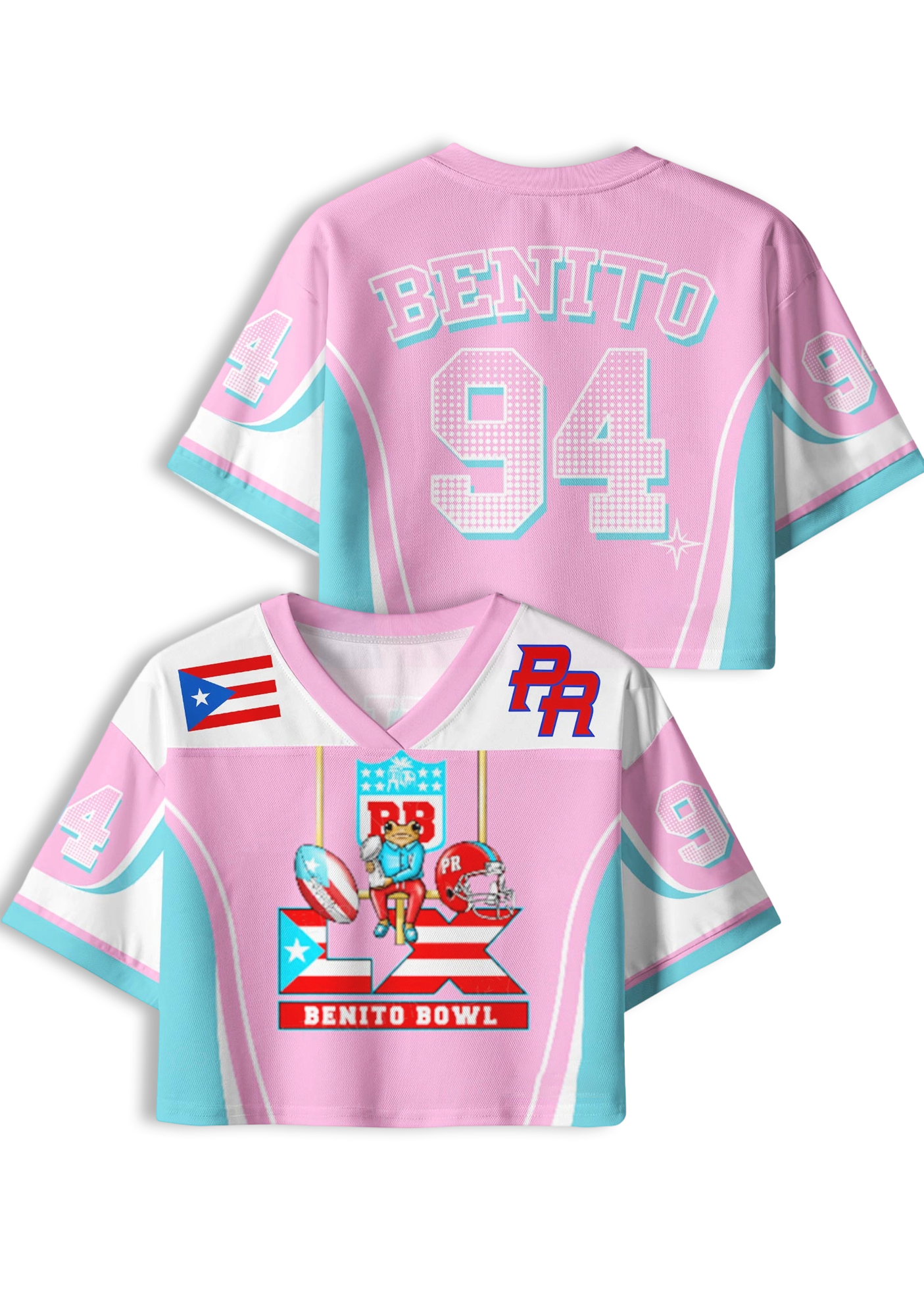 Pink Frog Y2K Crop Sport Jersey Shirts