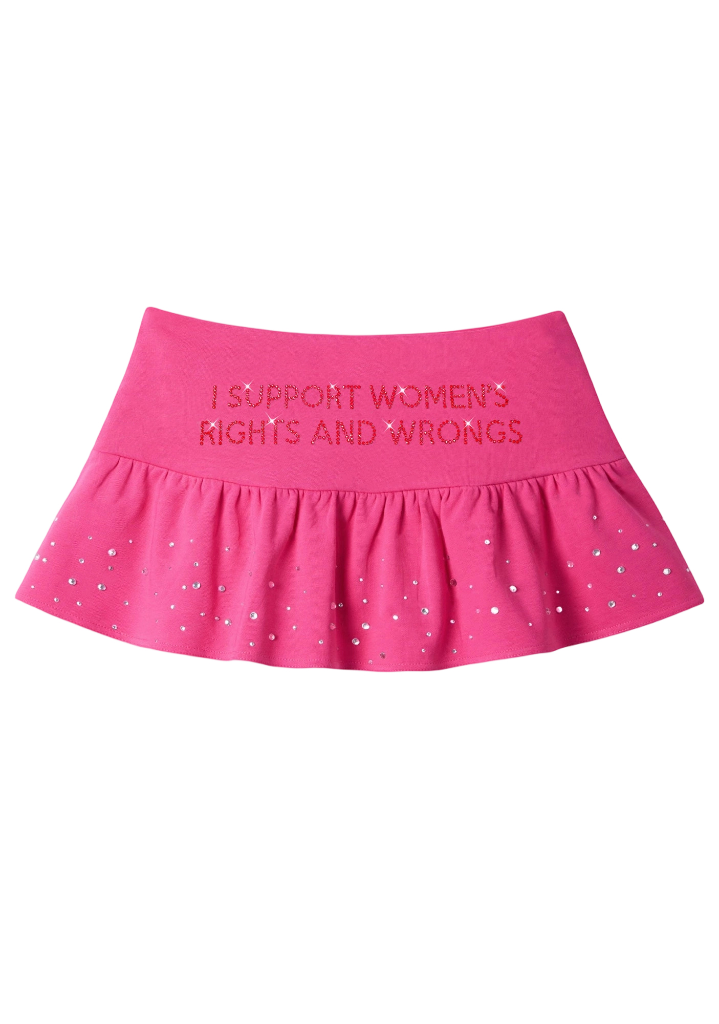 Rhinestone I Support Women's Rights and Wrongs Y2K Mini Pleated Skirts