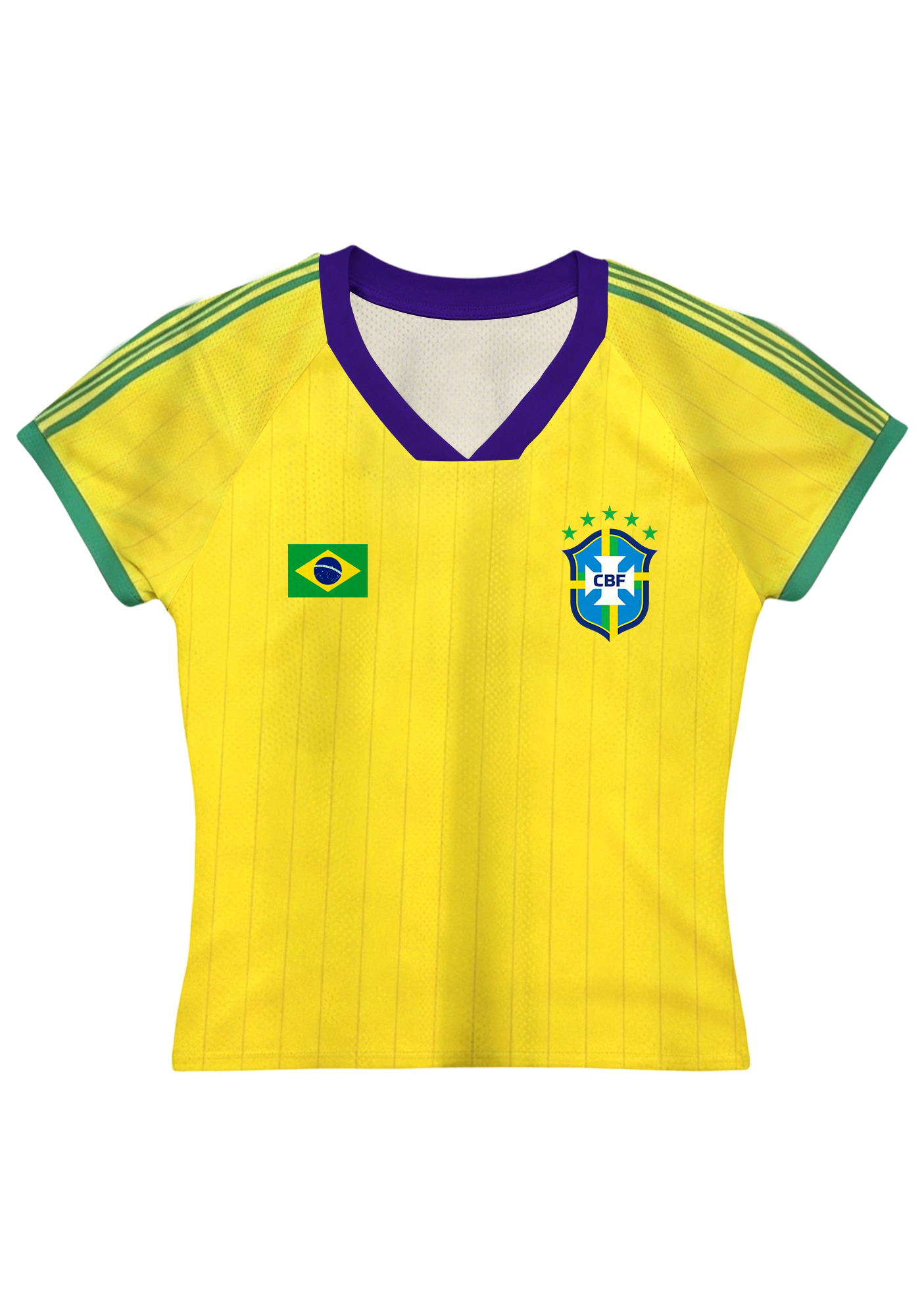 Retro Brazil National Team Yellow Striped Mesh Jersey Top