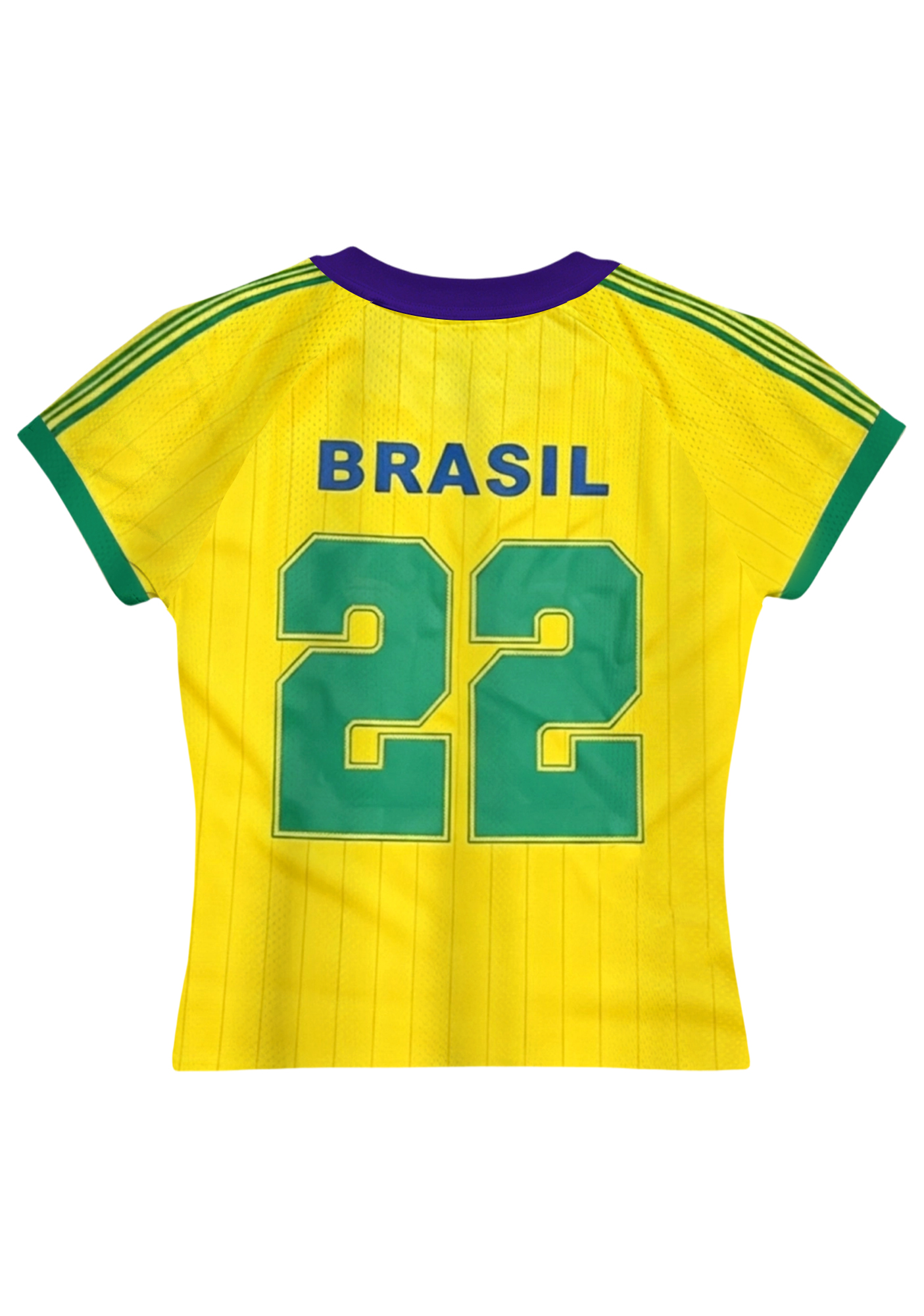 Retro Brazil National Team Yellow Striped Mesh Jersey Top