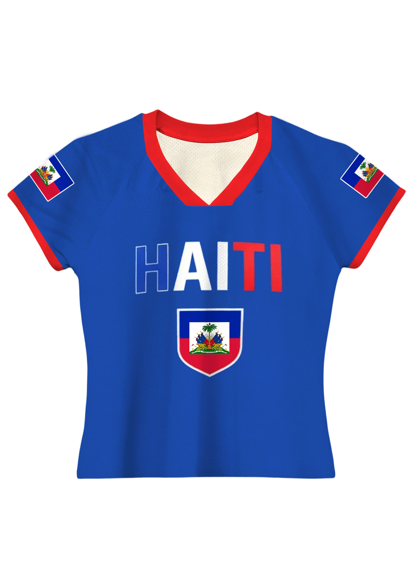 Haiti National Flag Crest Mesh Jersey Top