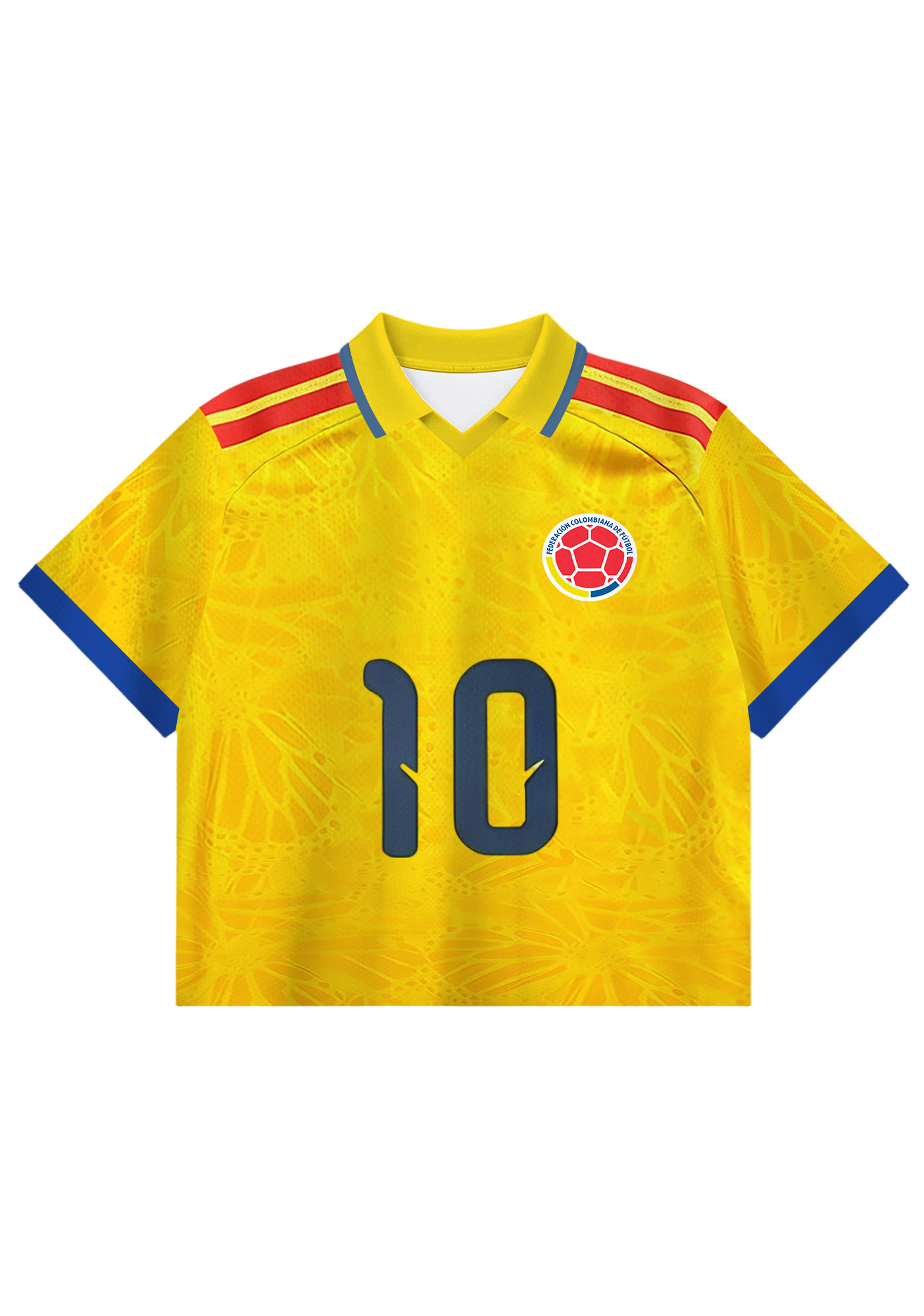  Colombia #10 Crop Collared Soccer Jersey