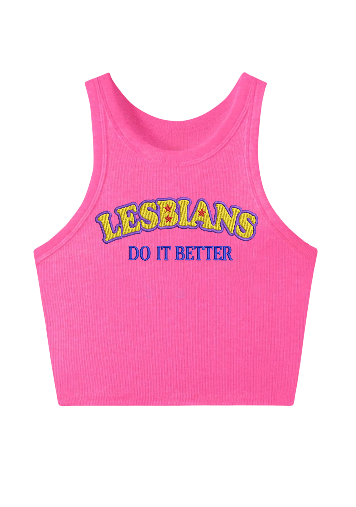 Lesbians Do It Better Embroidery Y2K Crop Tank Top