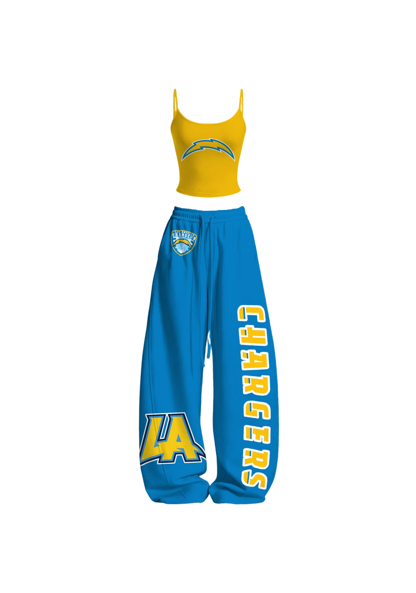 Los Angeles Chargers Lightning Logo Tops & Elasticated Trousers Two-Piece Set