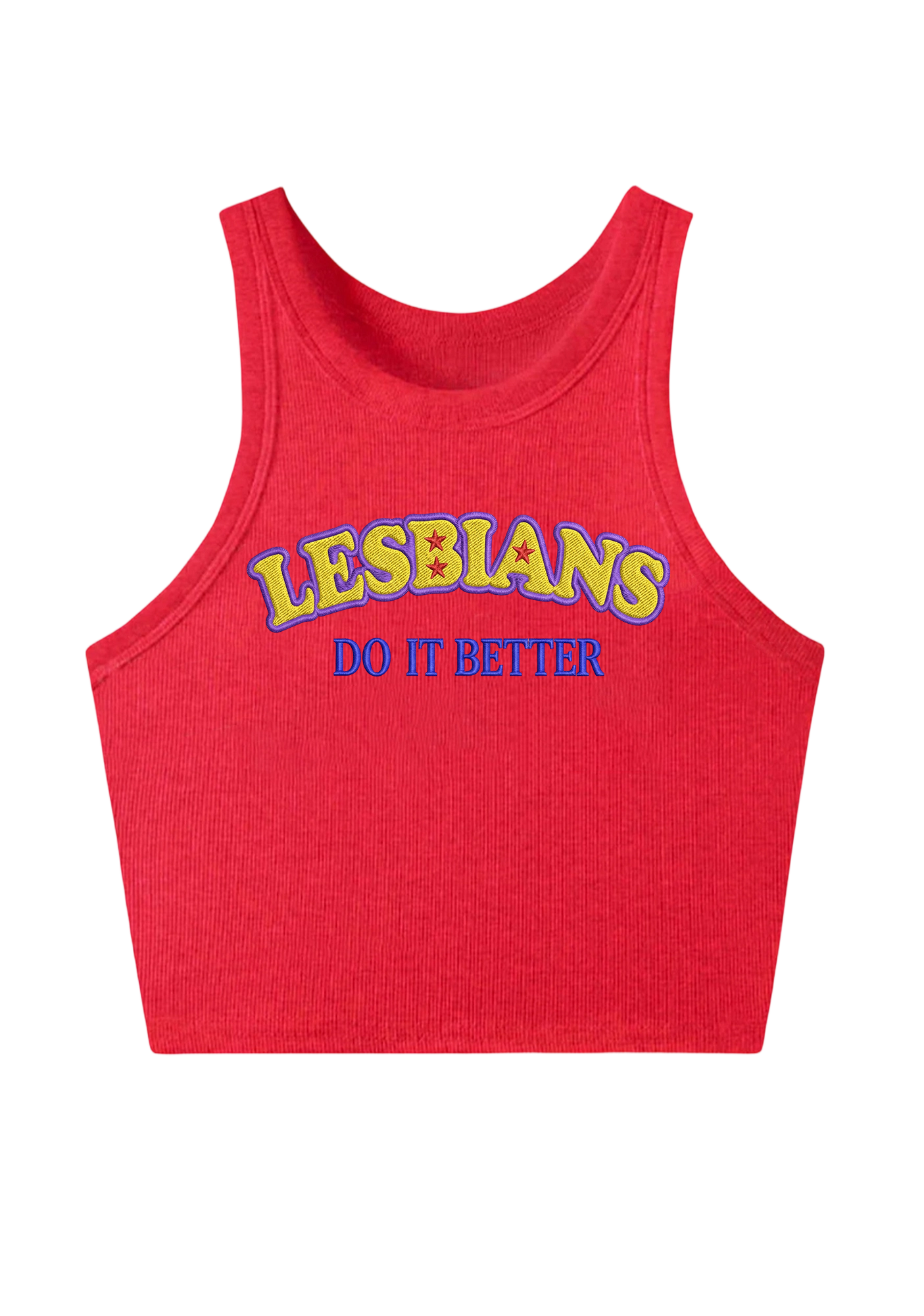 Lesbians Do It Better Embroidery Y2K Crop Tank Top
