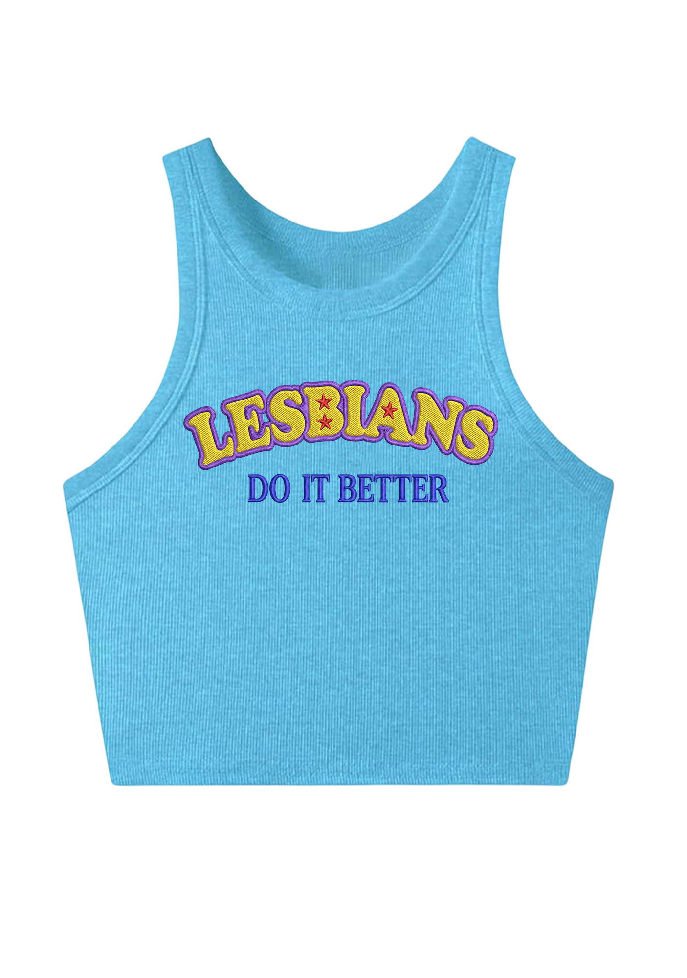 Lesbians Do It Better Embroidery Y2K Crop Tank Top