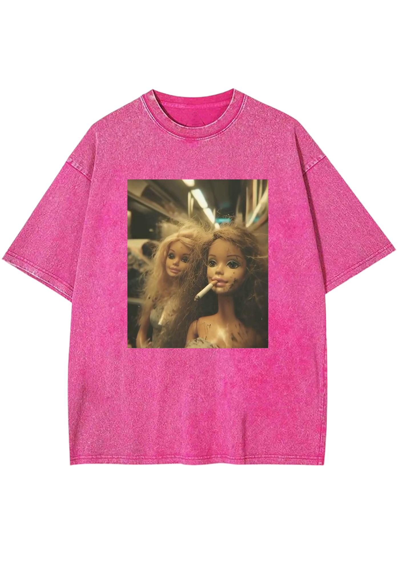 Grunge Subway Smoking Barbies Y2K Washed Tee
