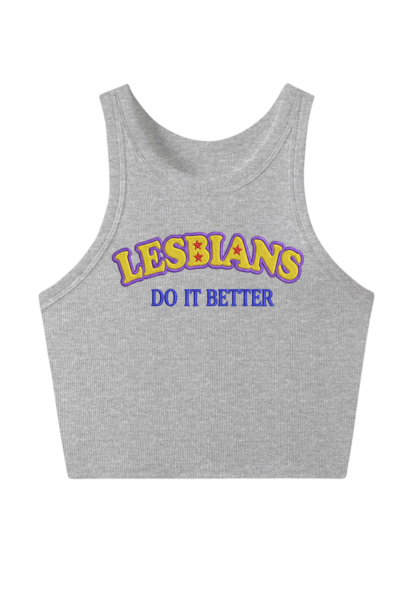 Lesbians Do It Better Embroidery Y2K Crop Tank Top