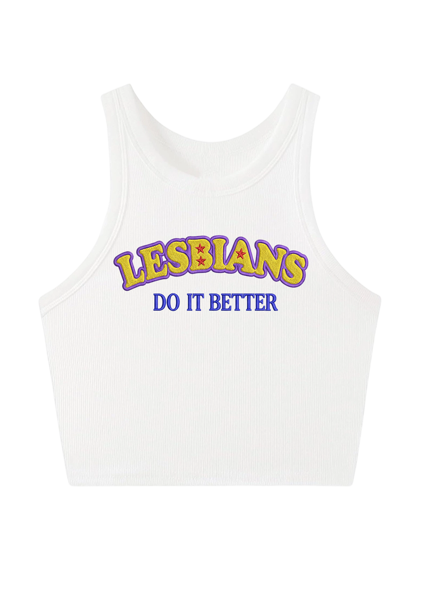 Lesbians Do It Better Embroidery Y2K Crop Tank Top