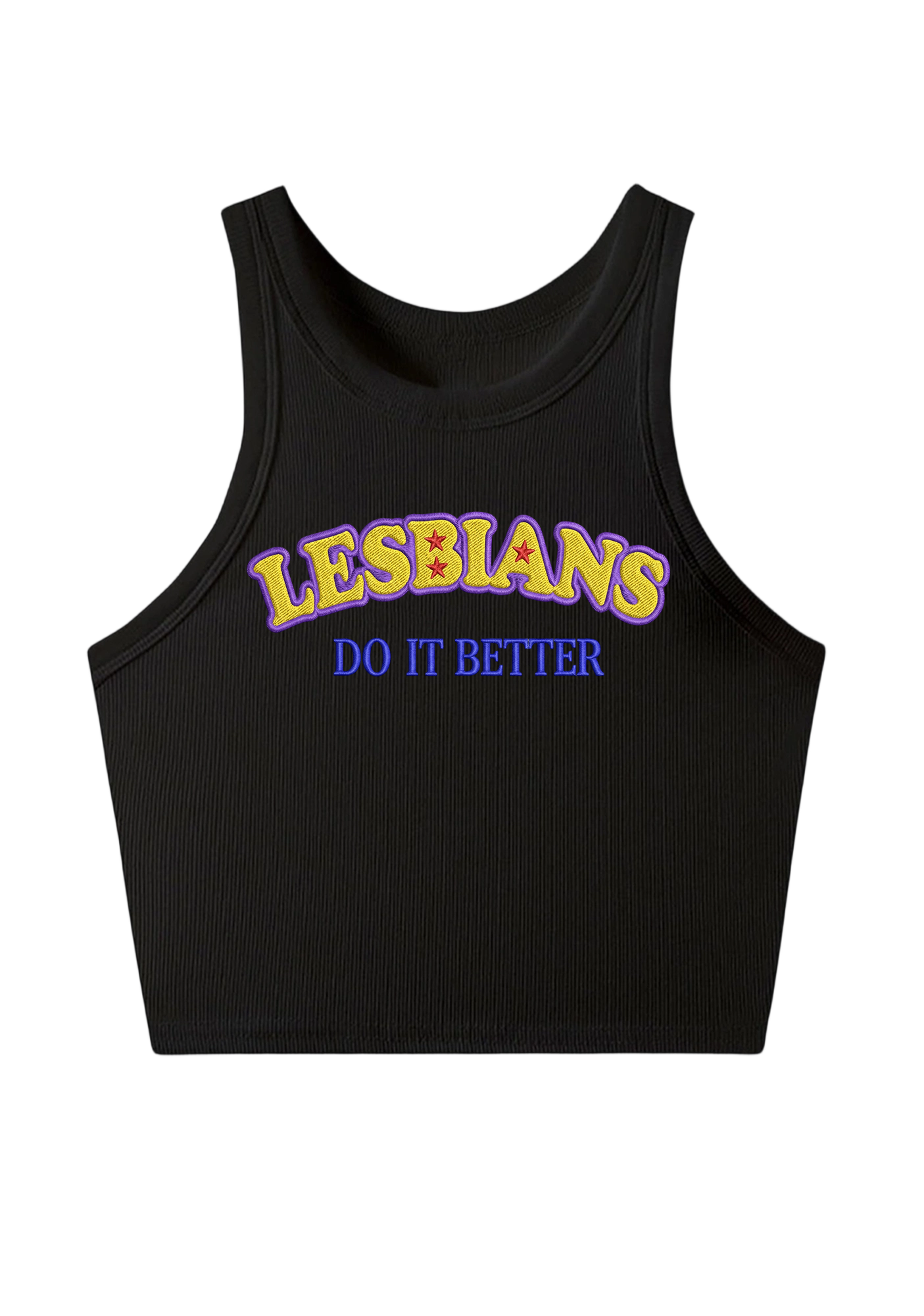 Lesbians Do It Better Embroidery Y2K Crop Tank Top