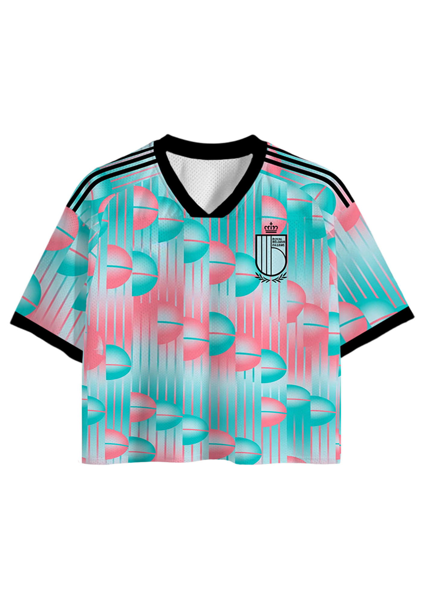  Belgium Bubble Gradient Retro Football Cropped Jersey Shirt