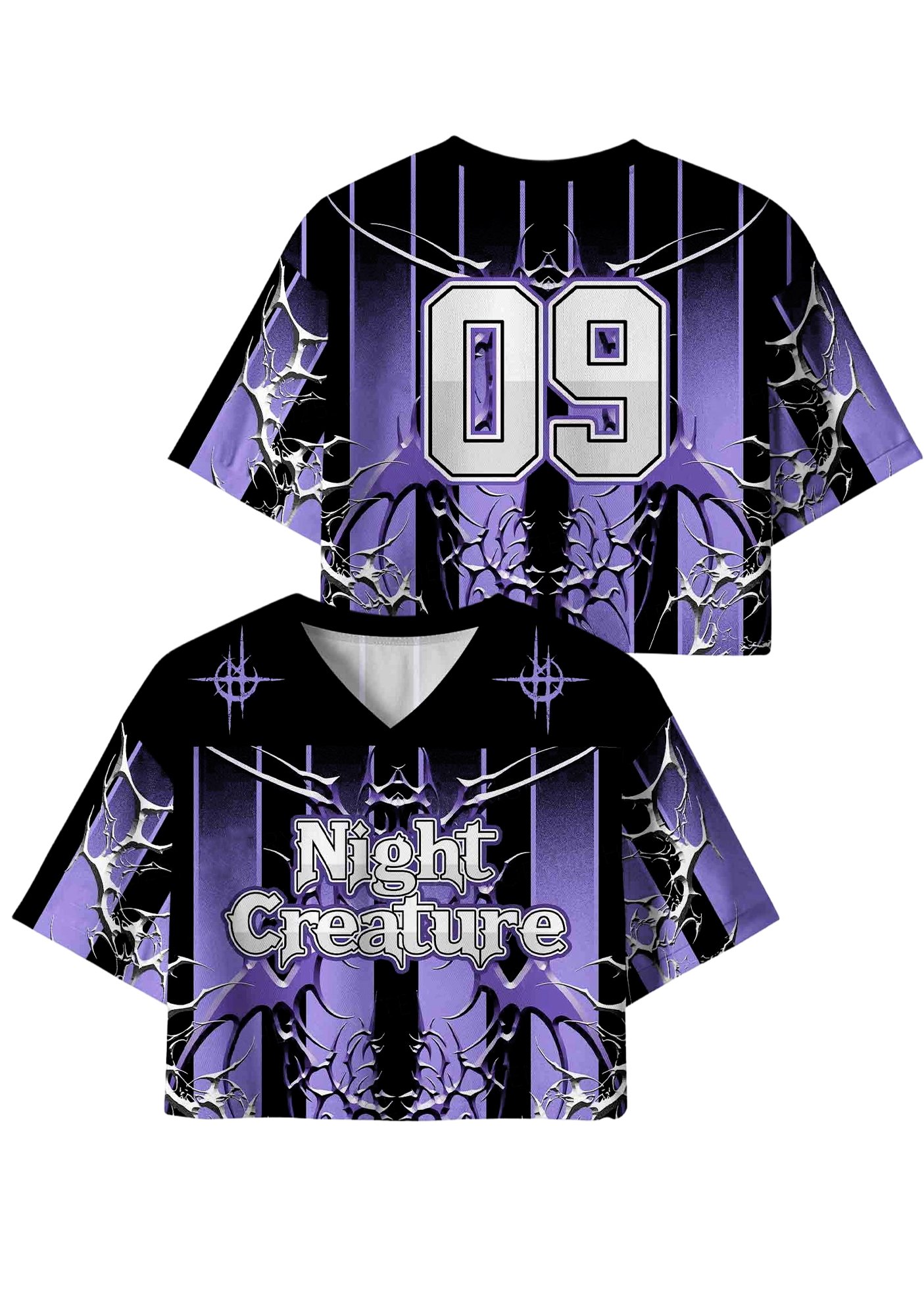 Night Creature Y2K Crop Sport Jersey Shirts