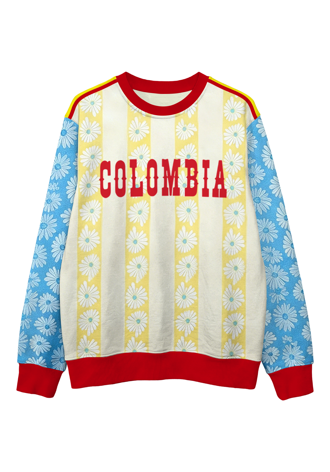 Colombia-Inspired Daisy Graphic Casual Sweatshirt
