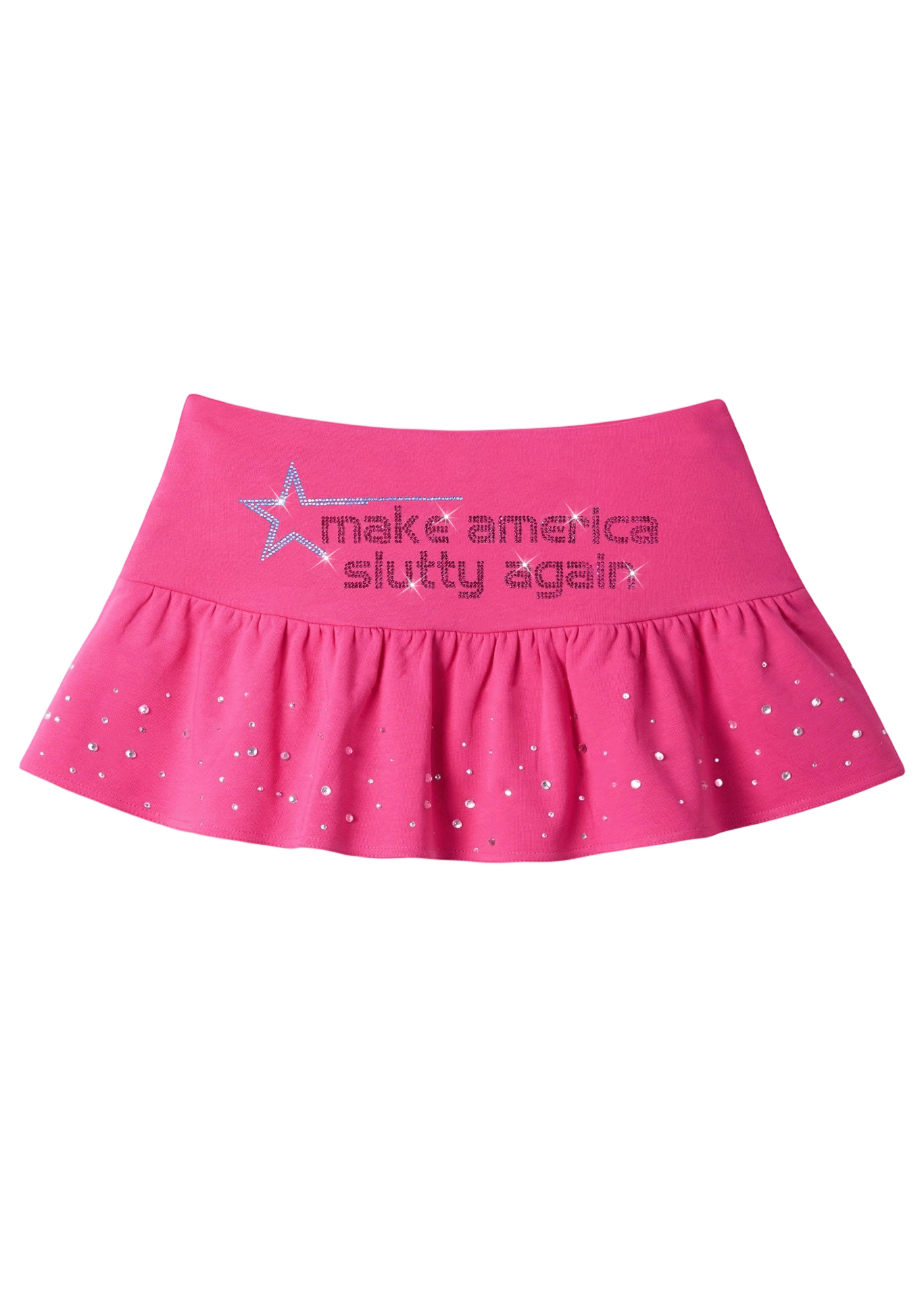 Rhinestone Make America Slutty Again Y2K Mini Pleated Skirts