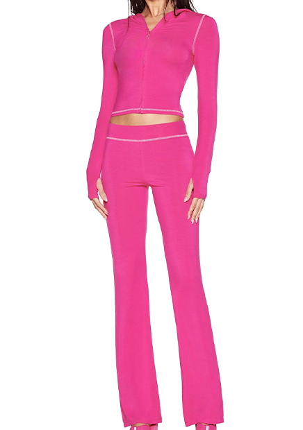 Barbiecore Hot Pink Y2K Zip Up Tracksuit