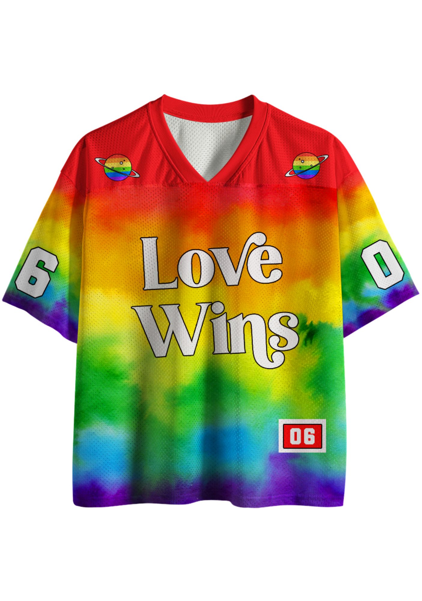 Rainbow Tie Dye Pride Love Wins Mesh Jersey