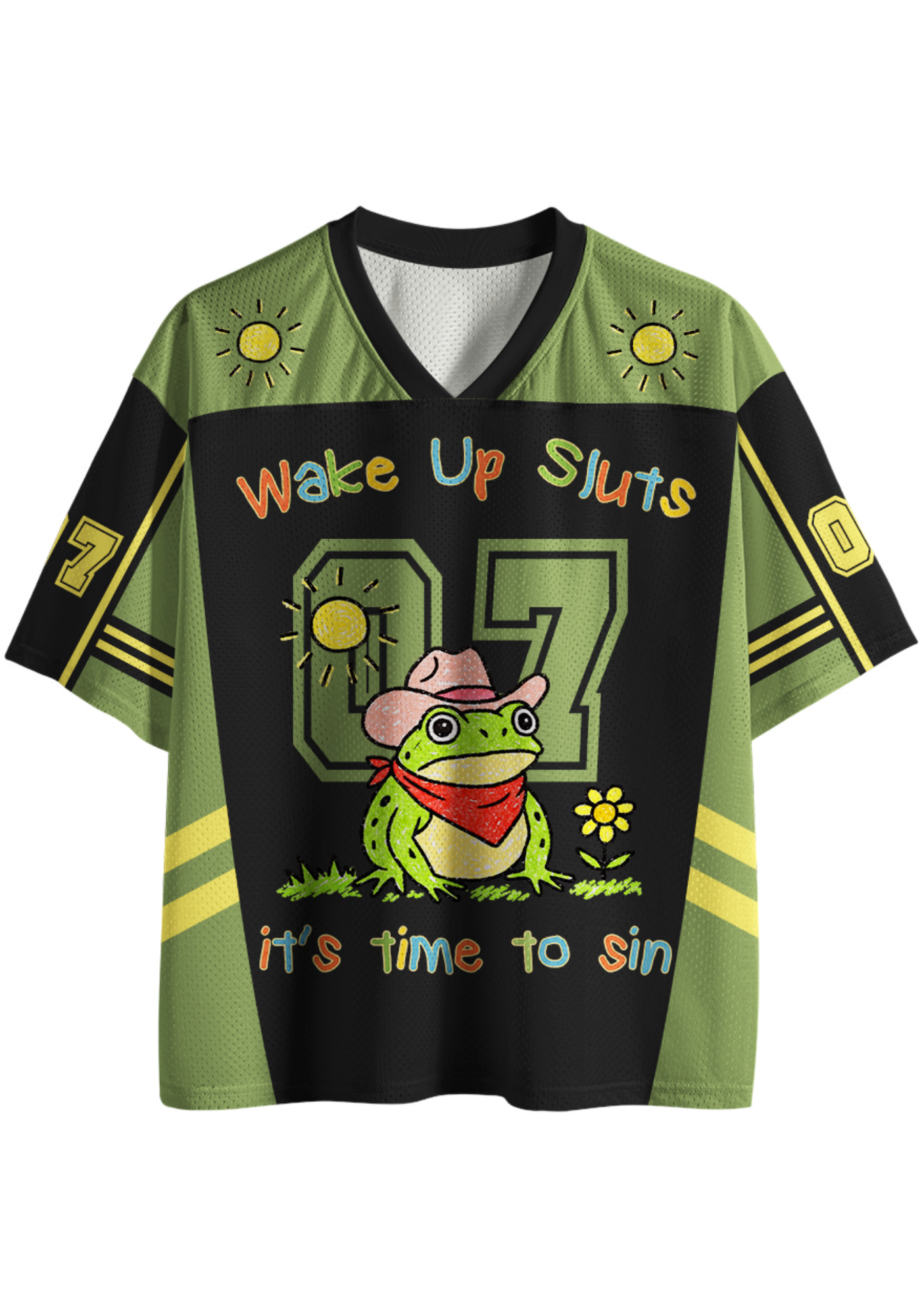 Wake up it's time to sin, funny cowboy frog meme Mesh Jersey
