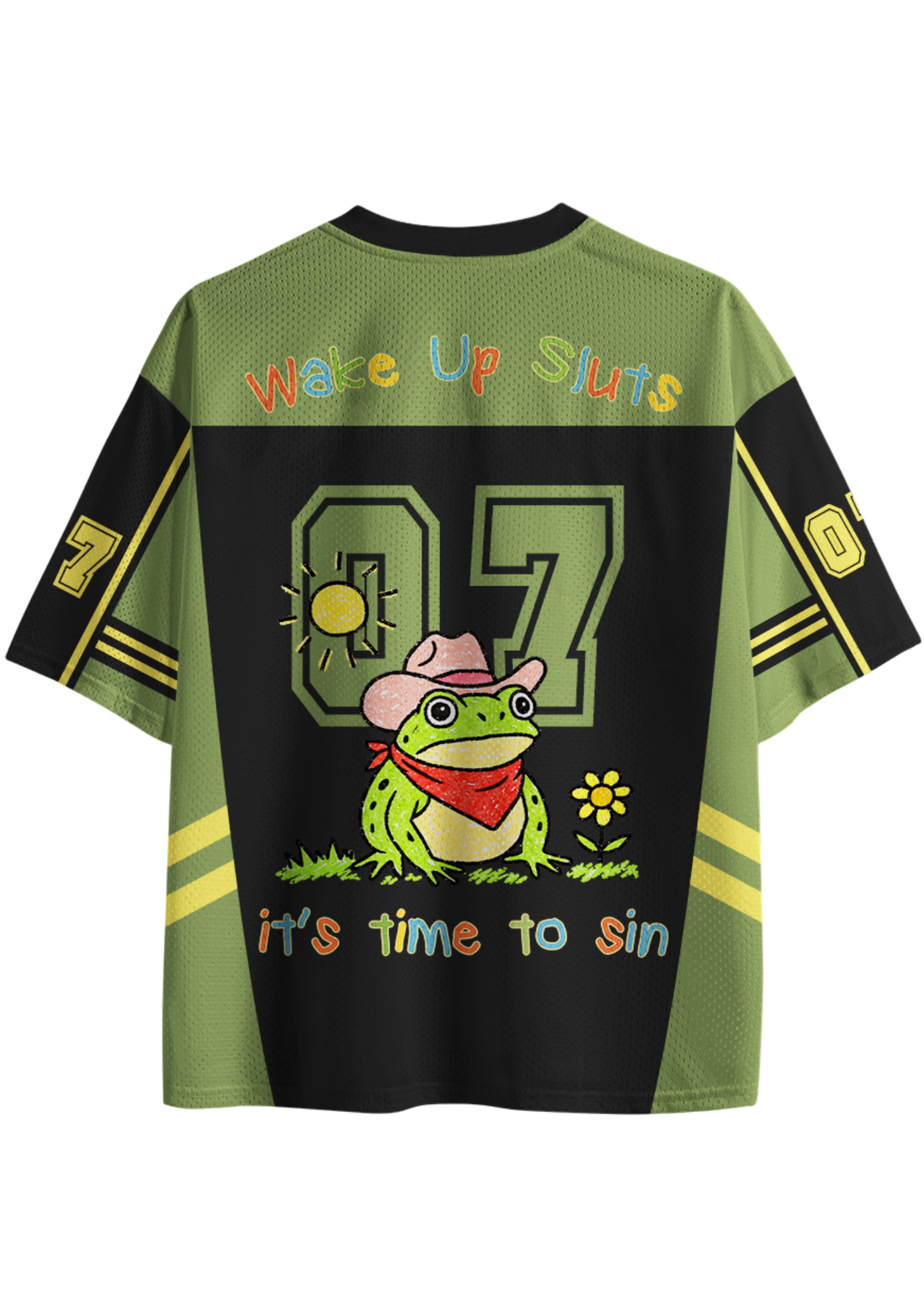 Wake up it's time to sin, funny cowboy frog meme Mesh Jersey