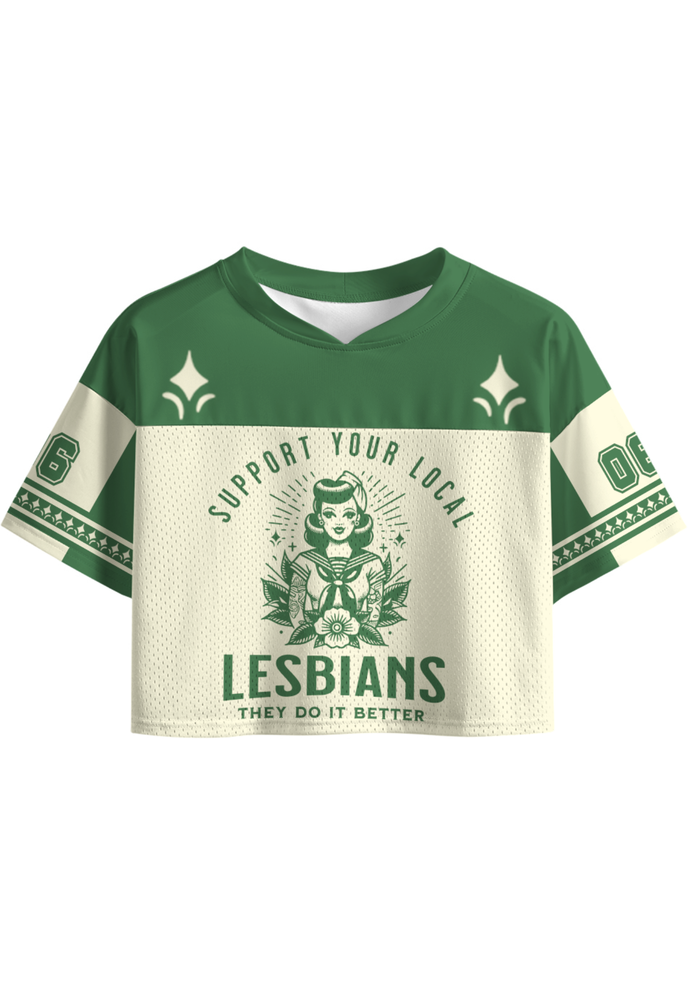 Support Your Local Lesbians Sapphic Crop Sports Jersey