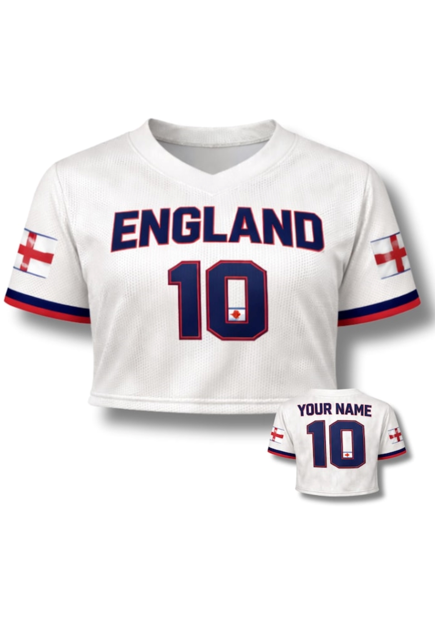 England Soccer Crop Top Jersey Custom Name Number 