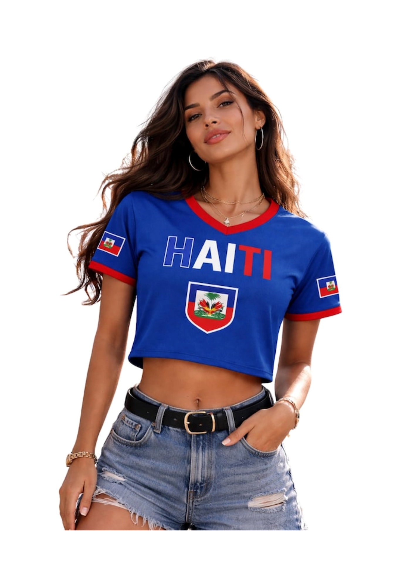 Haiti Crop Top Soccer Jersey Custom Name & Number