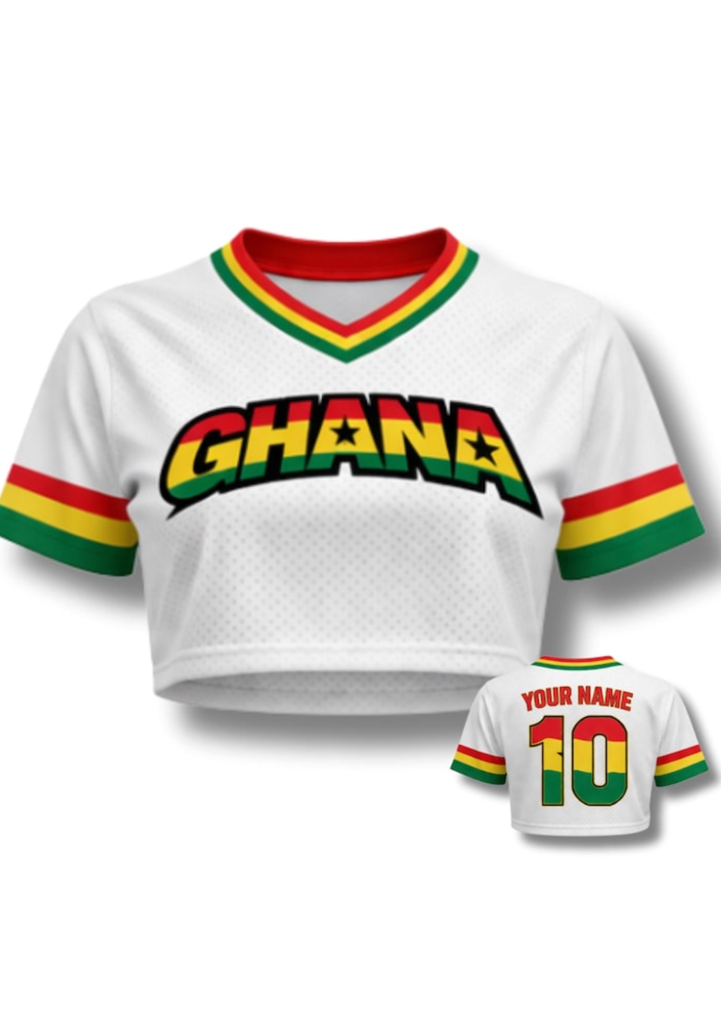 Ghana Soccer Crop Top Jersey Custom Name Number 