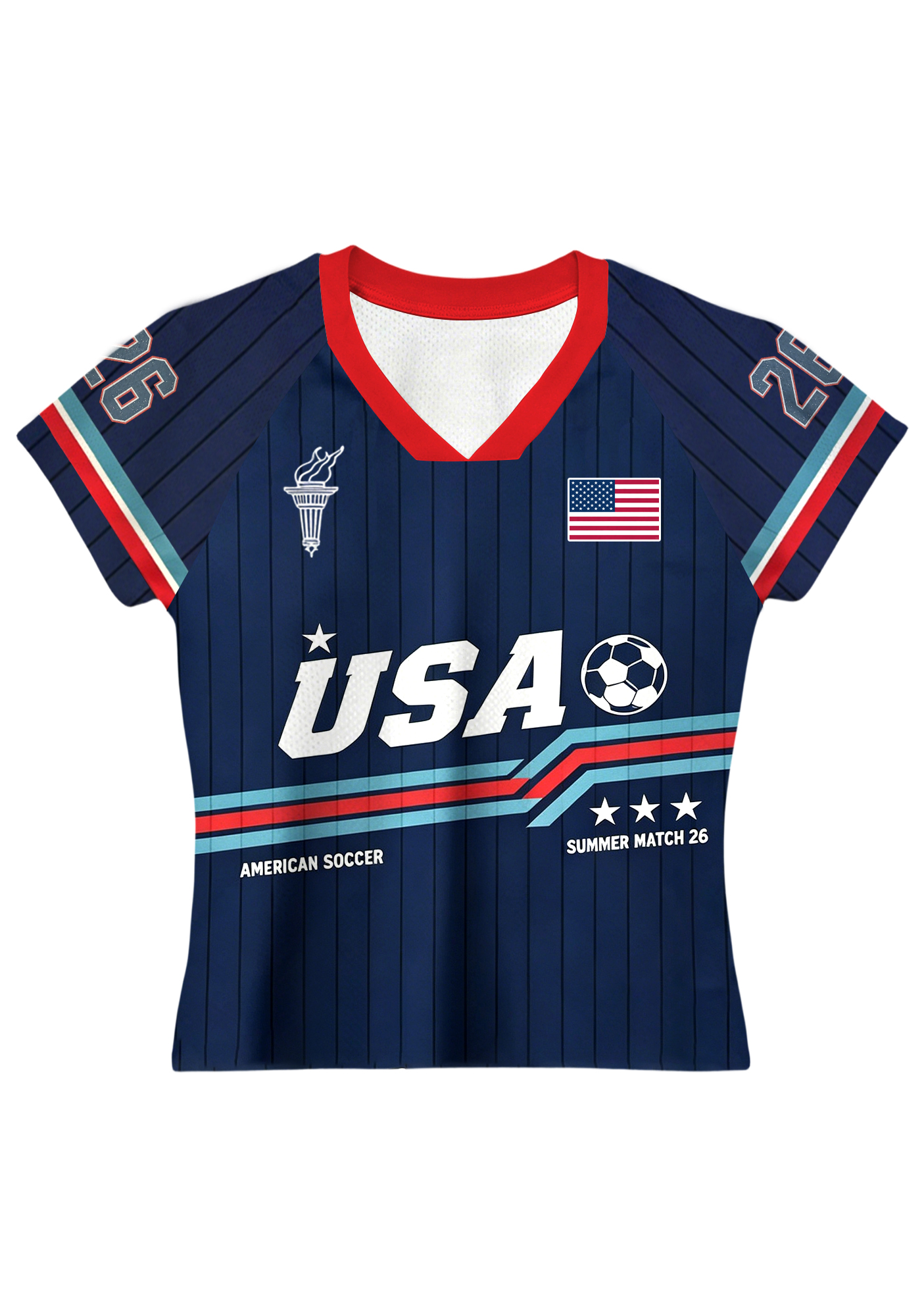 USA #26 Striped Mesh Jersey Top