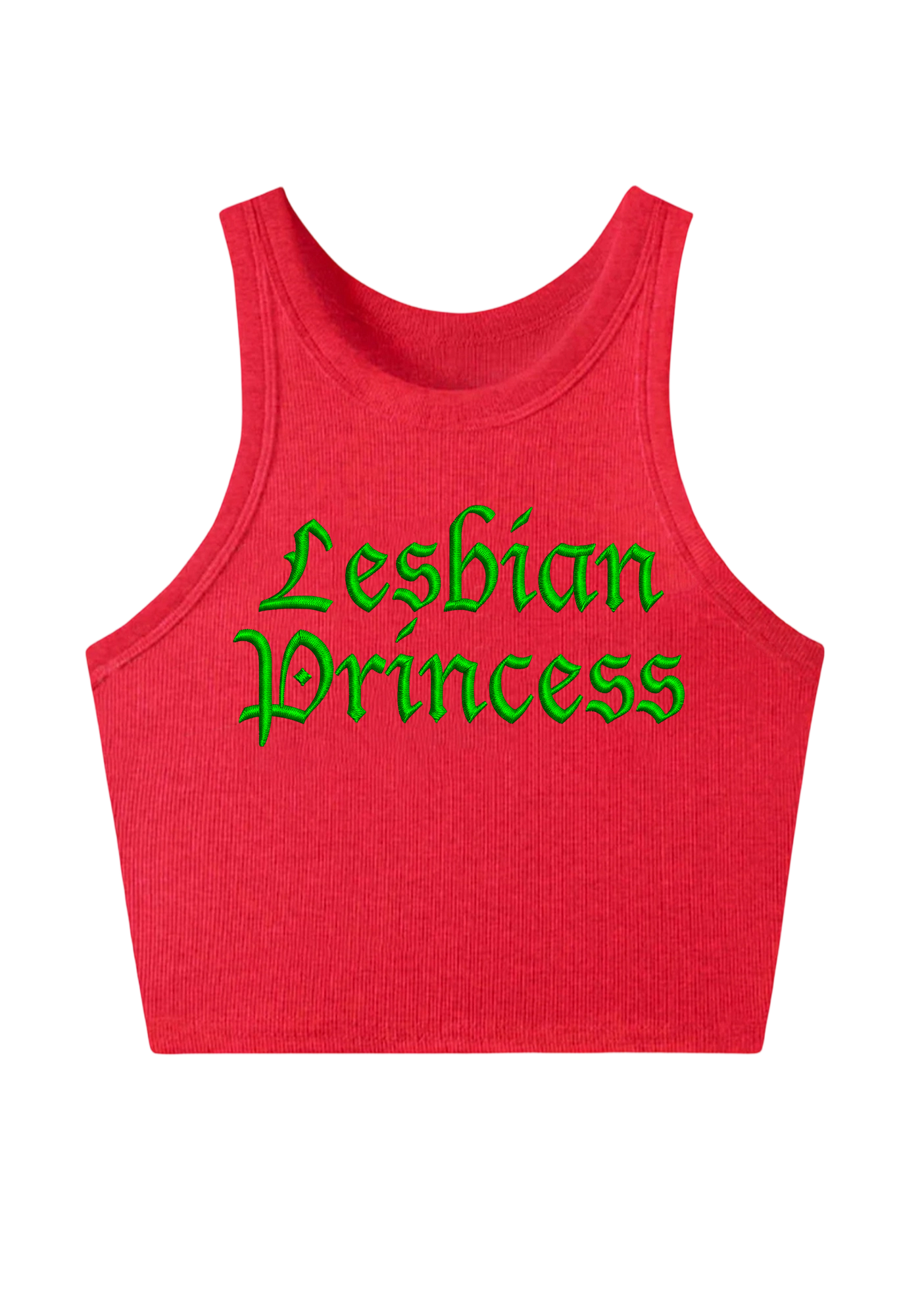 Lesbian Princess Embroidery Y2K Crop Tank Top