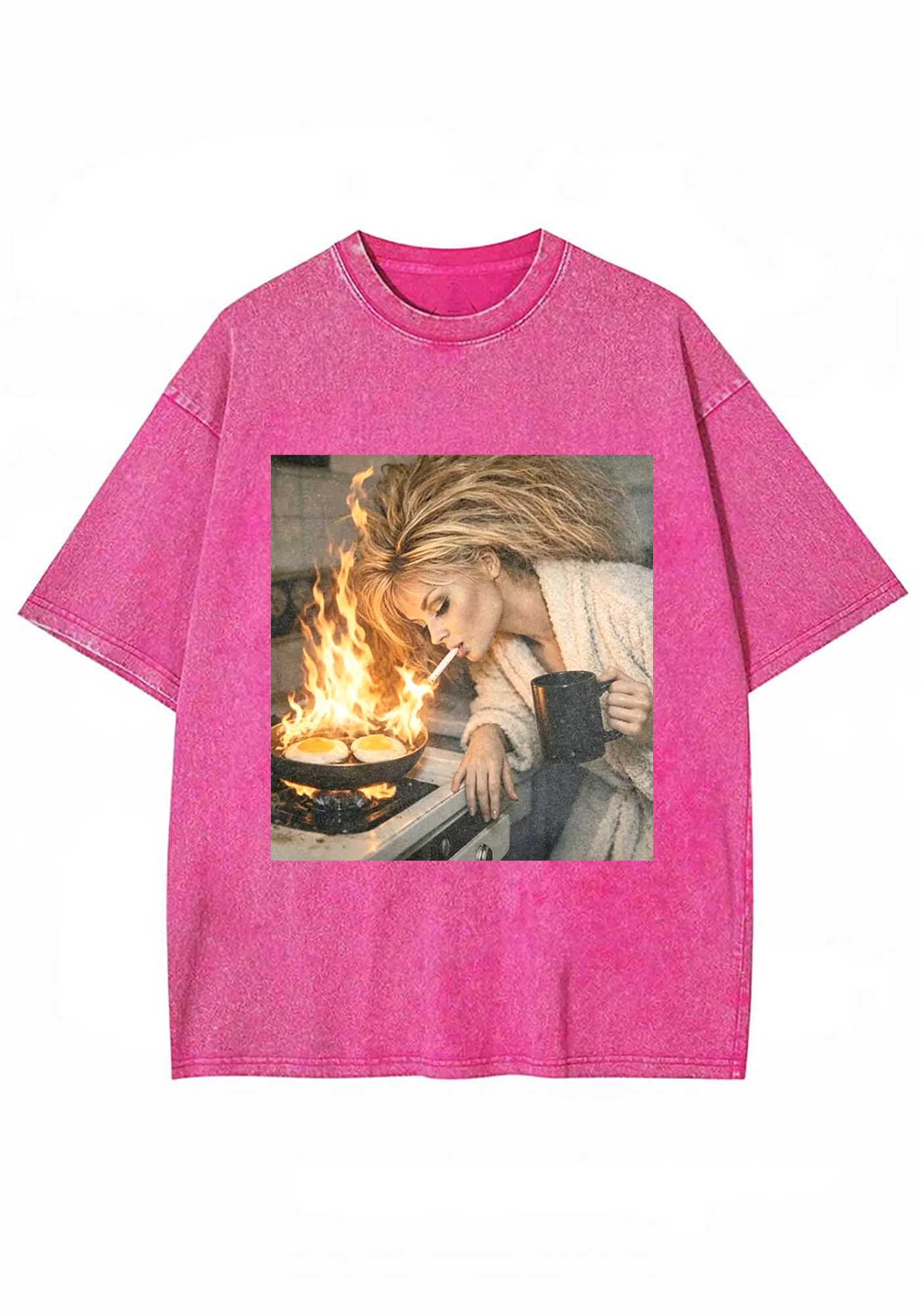 Vintage Chaotic Morning Fire Breakfast Grunge Y2K Washed Tee