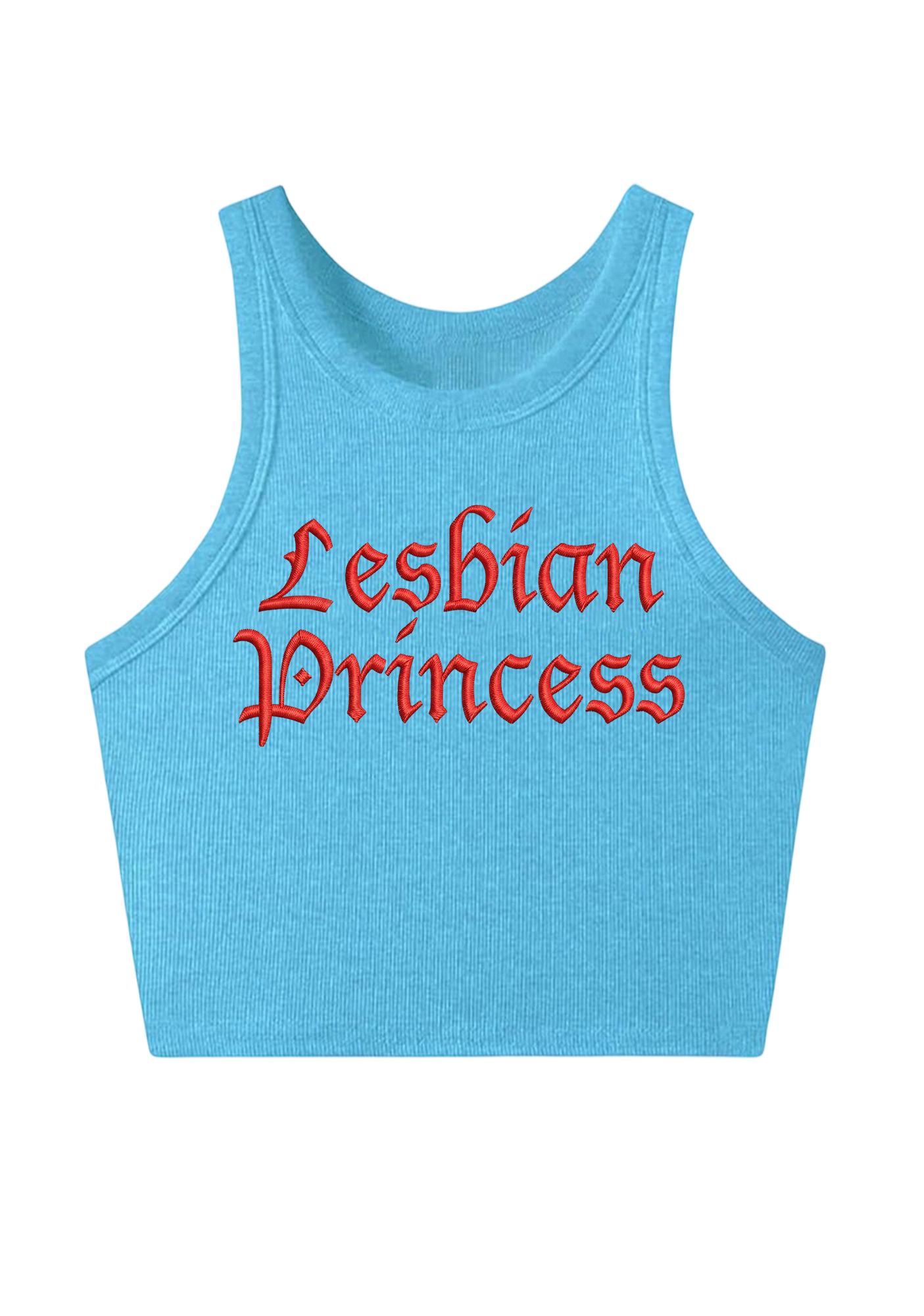 Lesbian Princess Embroidery Y2K Crop Tank Top