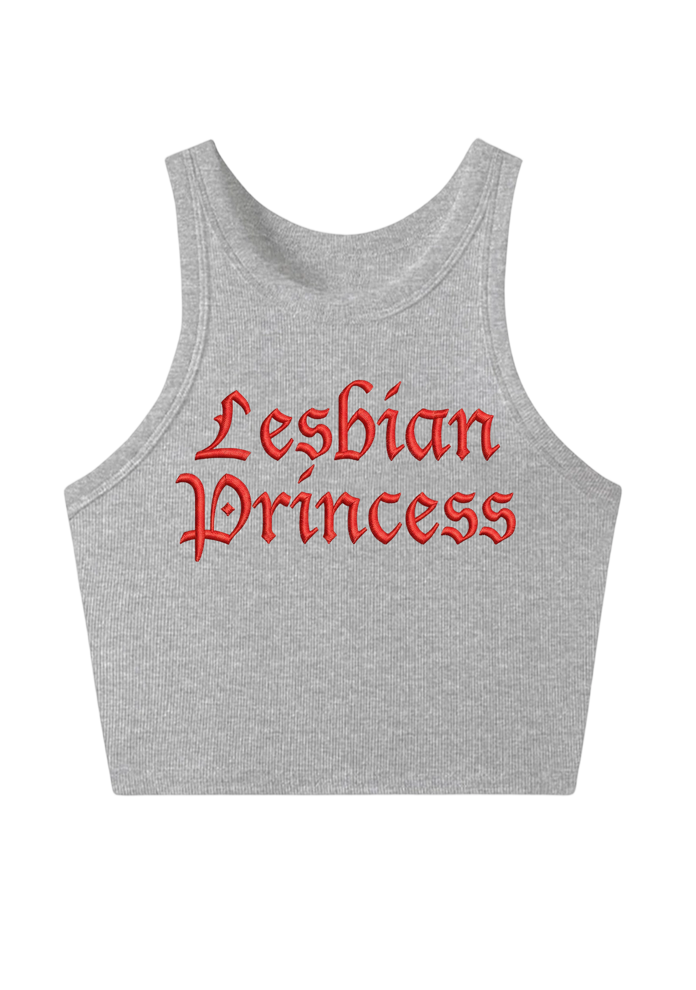 Lesbian Princess Embroidery Y2K Crop Tank Top