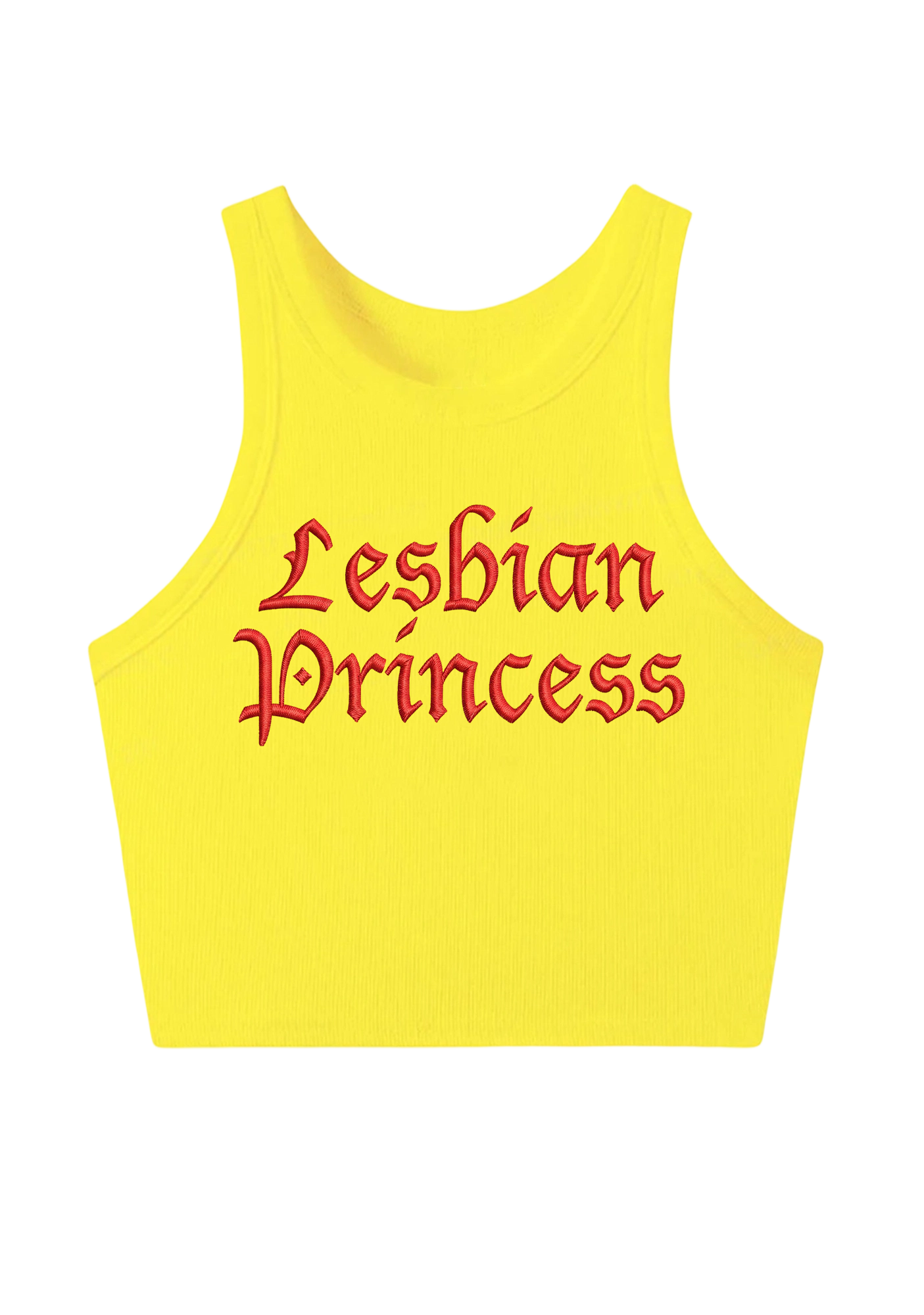 Lesbian Princess Embroidery Y2K Crop Tank Top