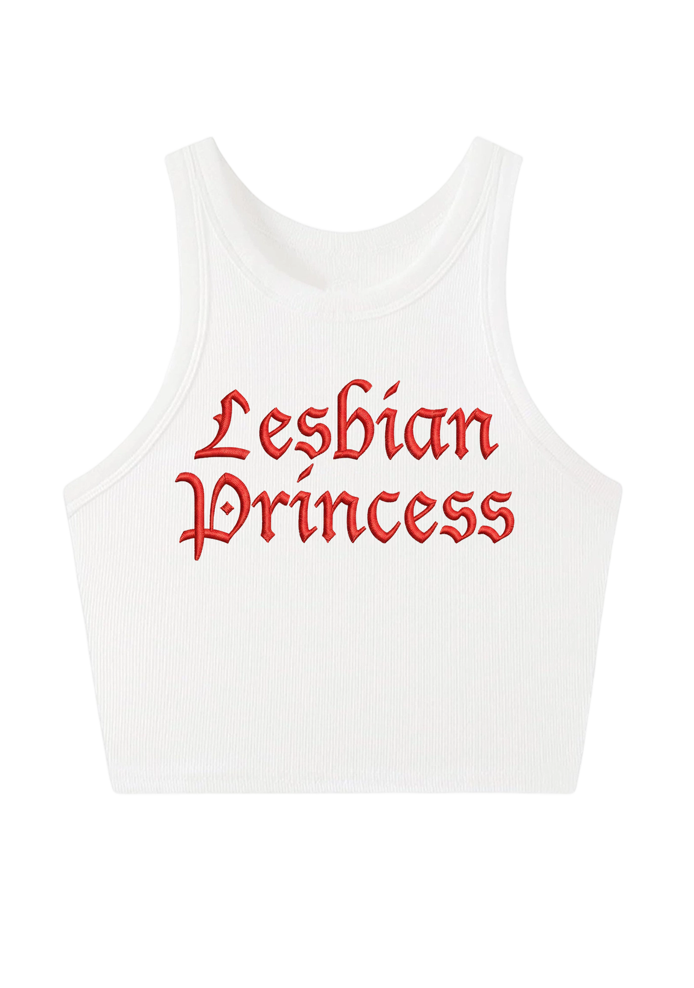 Lesbian Princess Embroidery Y2K Crop Tank Top