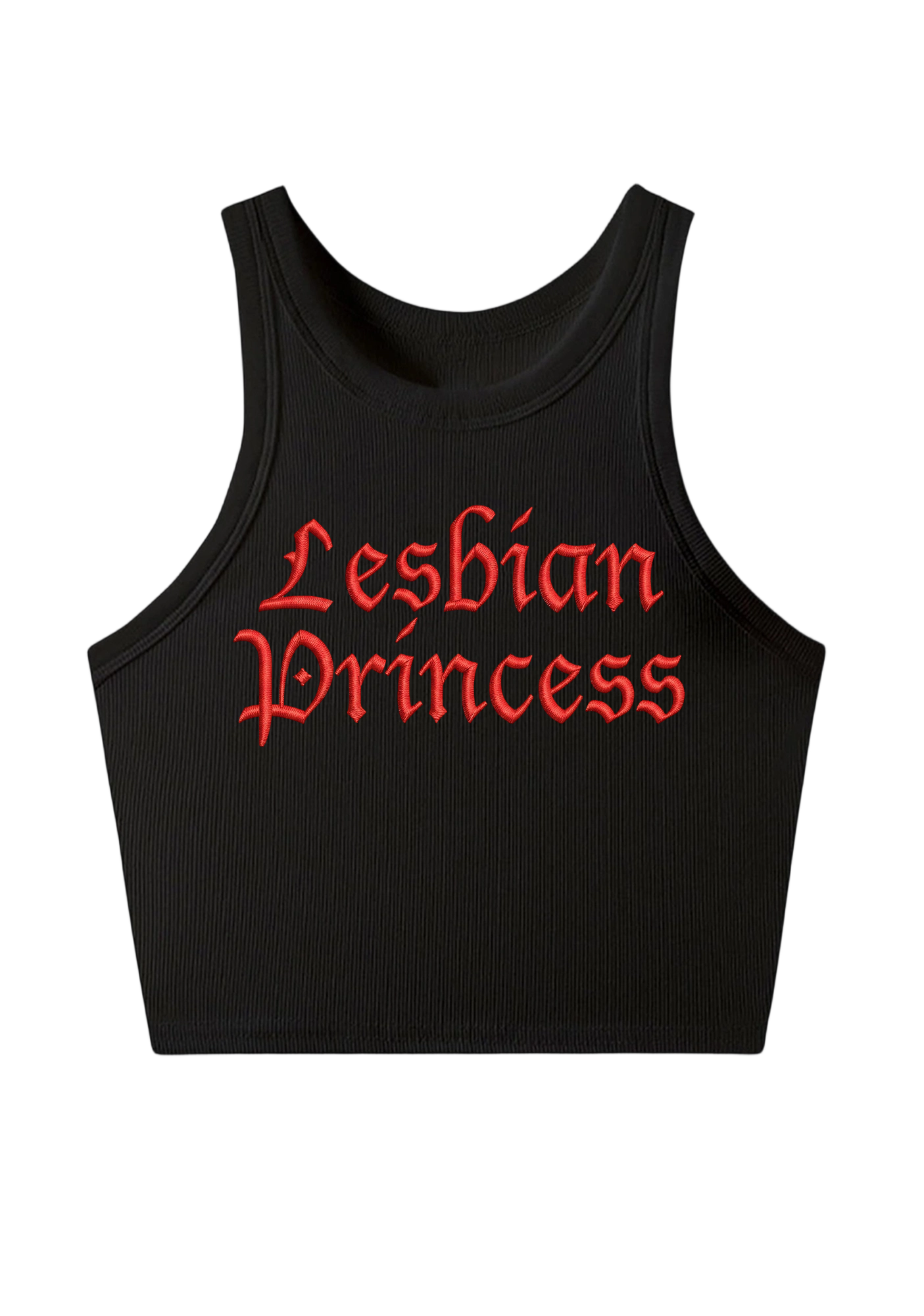 Lesbian Princess Embroidery Y2K Crop Tank Top