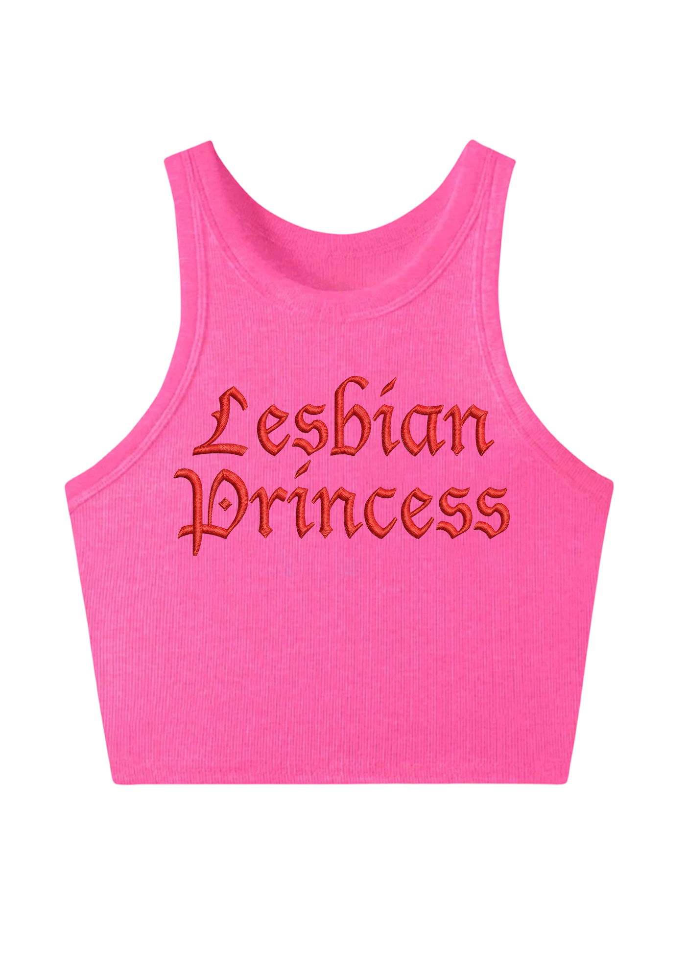 Lesbian Princess Embroidery Y2K Crop Tank Top