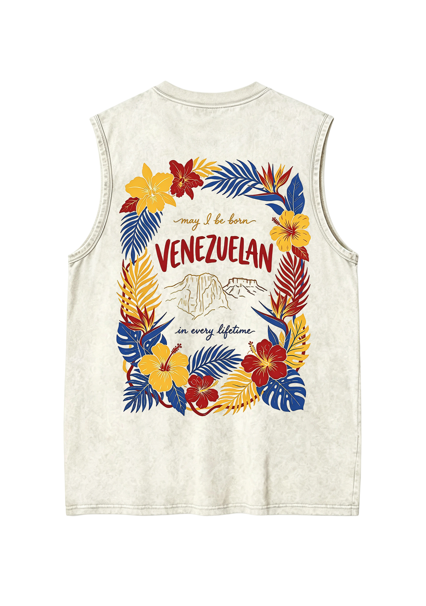 Venezuelan Tropical Hibiscus Wreath Mountain Washed Tank