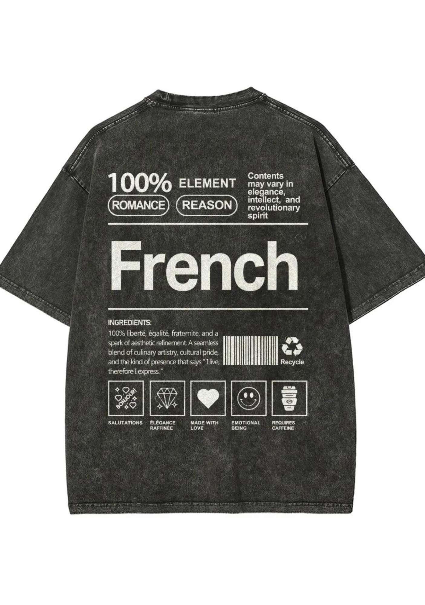 Vintage Washed French Label Graphic Washed Tee