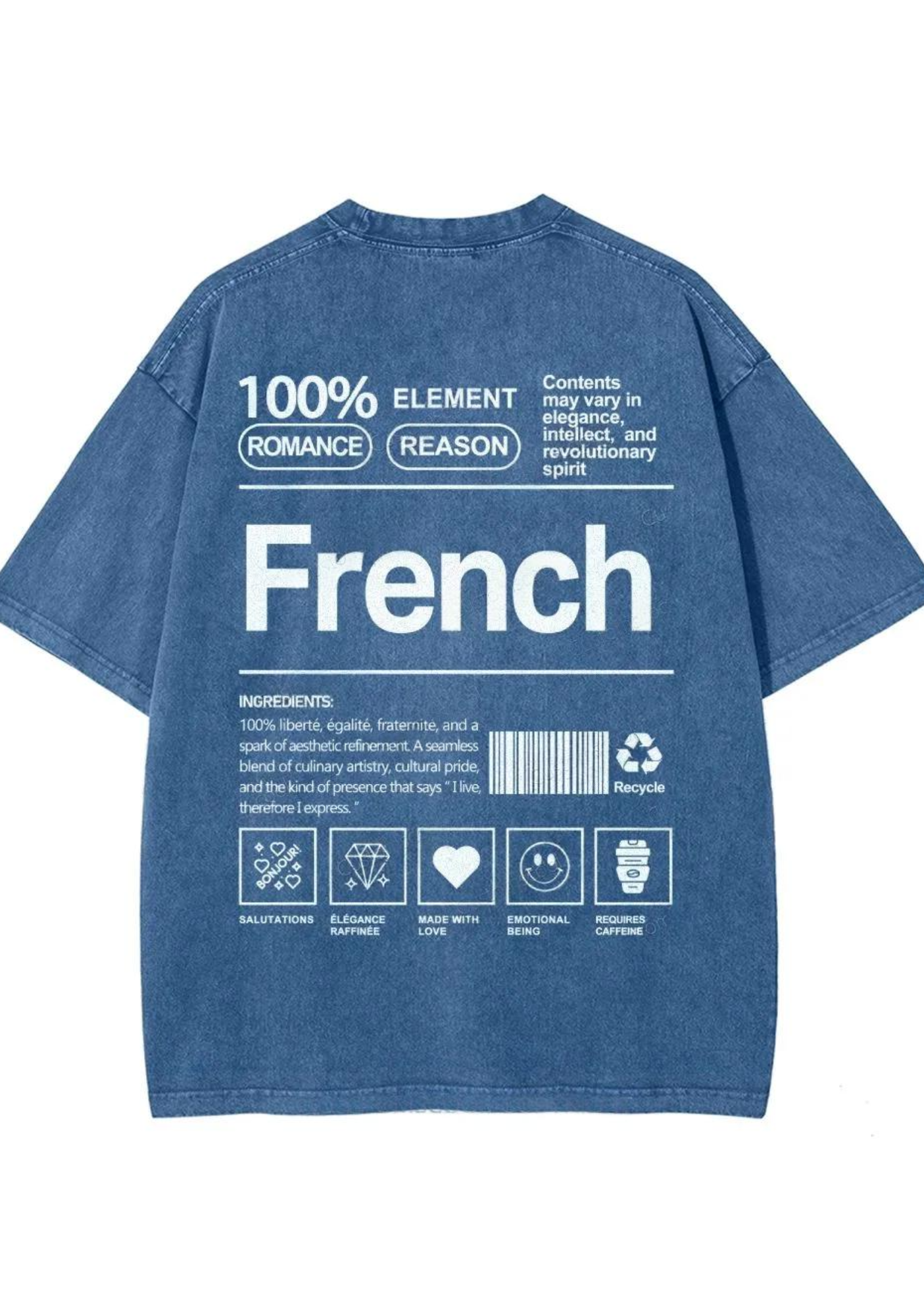 Vintage Washed French Label Graphic Washed Tee
