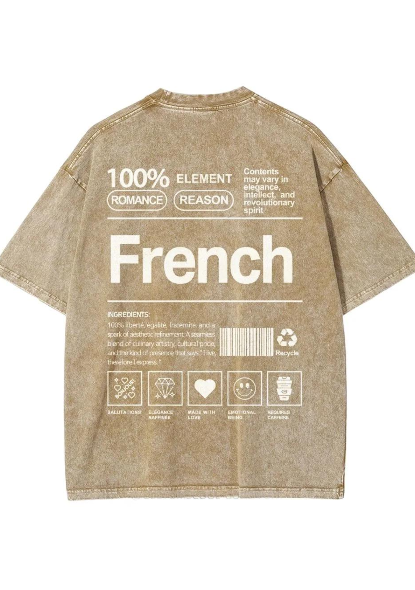 Vintage Washed French Label Graphic Washed Tee