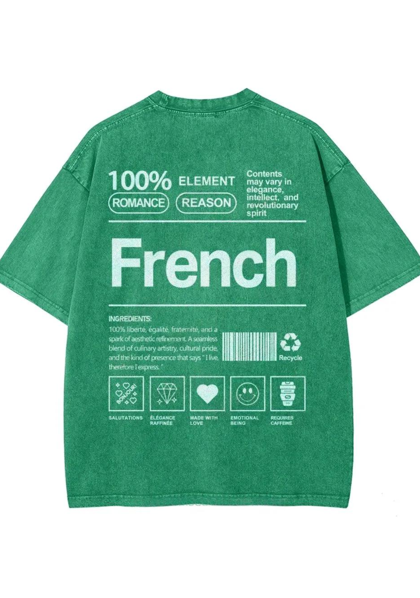 Vintage Washed French Label Graphic Washed Tee