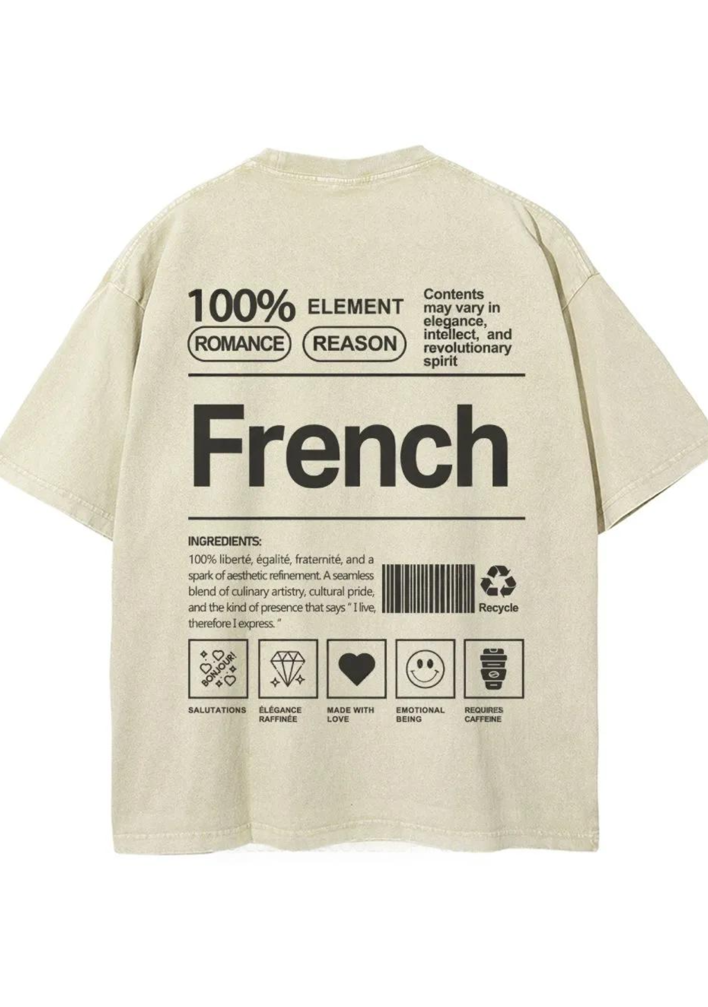 Vintage Washed French Label Graphic Washed Tee