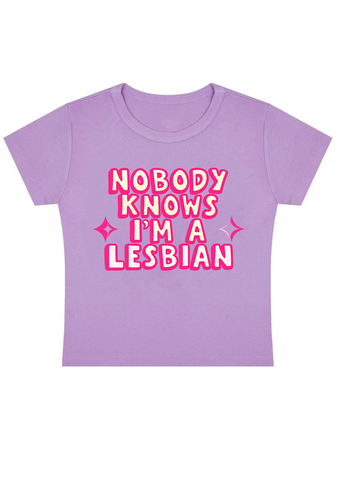Nobody Knows I'm A Lesbian Y2K Baby Tee