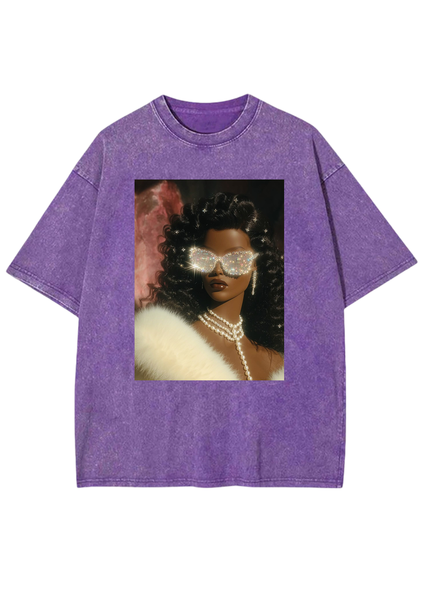 Diamond Sunglasses Luxe Black Barbie Y2K Washed Tee