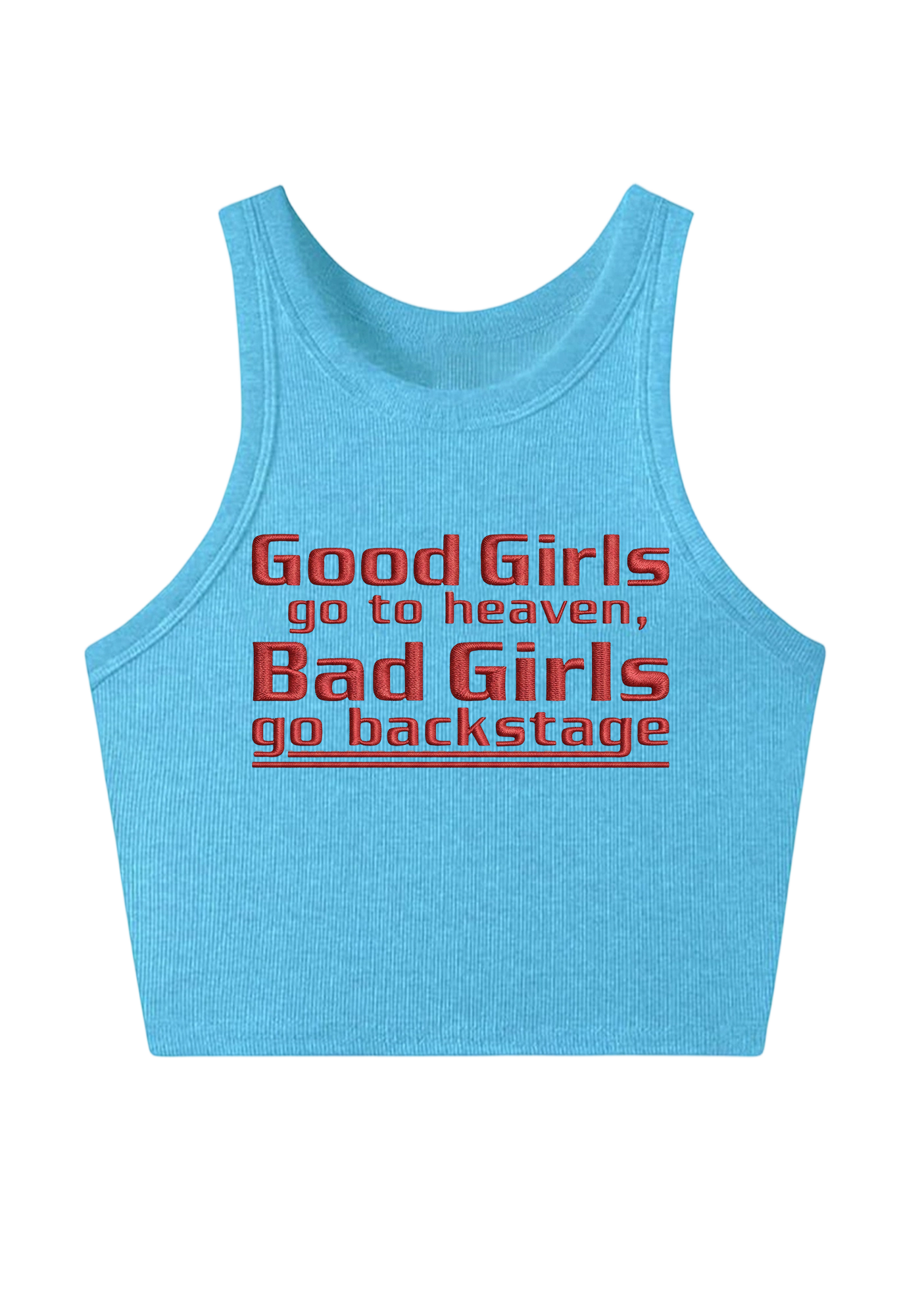 Good Girls Go To Heaven Embroidery Y2K Crop Tank Top