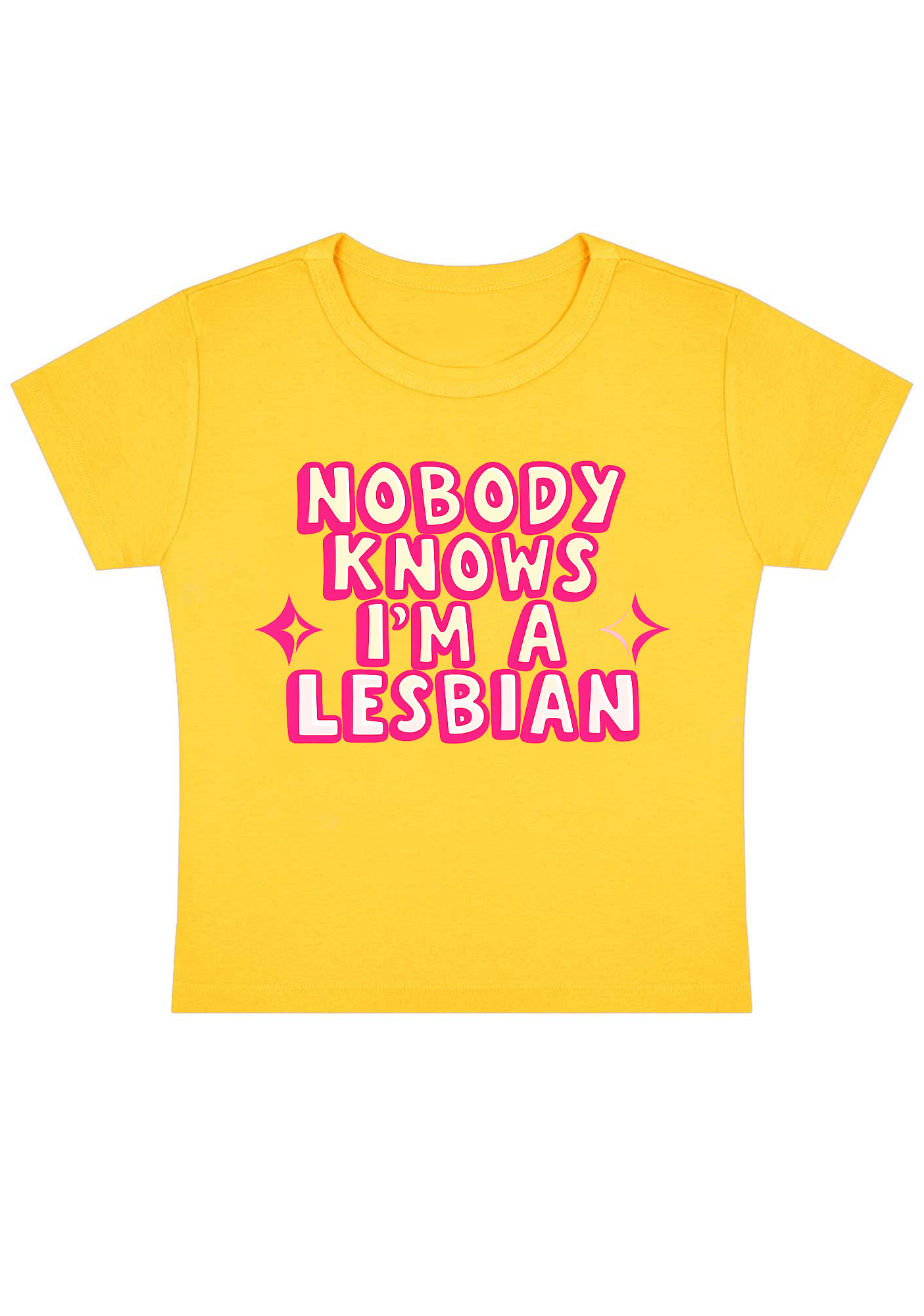 Nobody Knows I'm A Lesbian Y2K Baby Tee