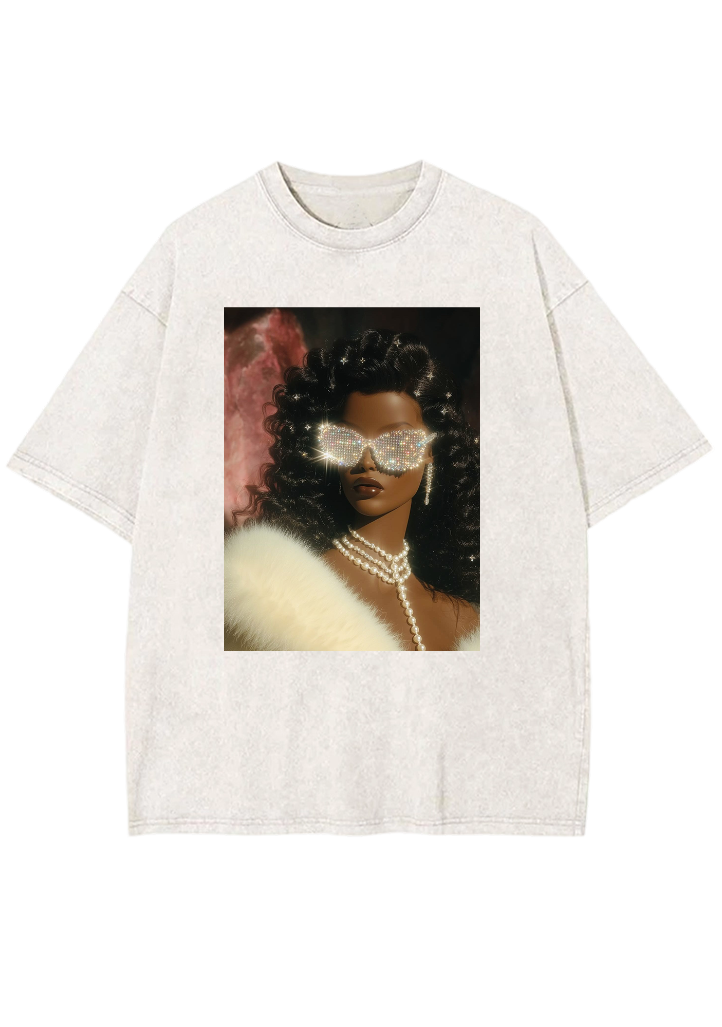 Diamond Sunglasses Luxe Black Barbie Y2K Washed Tee