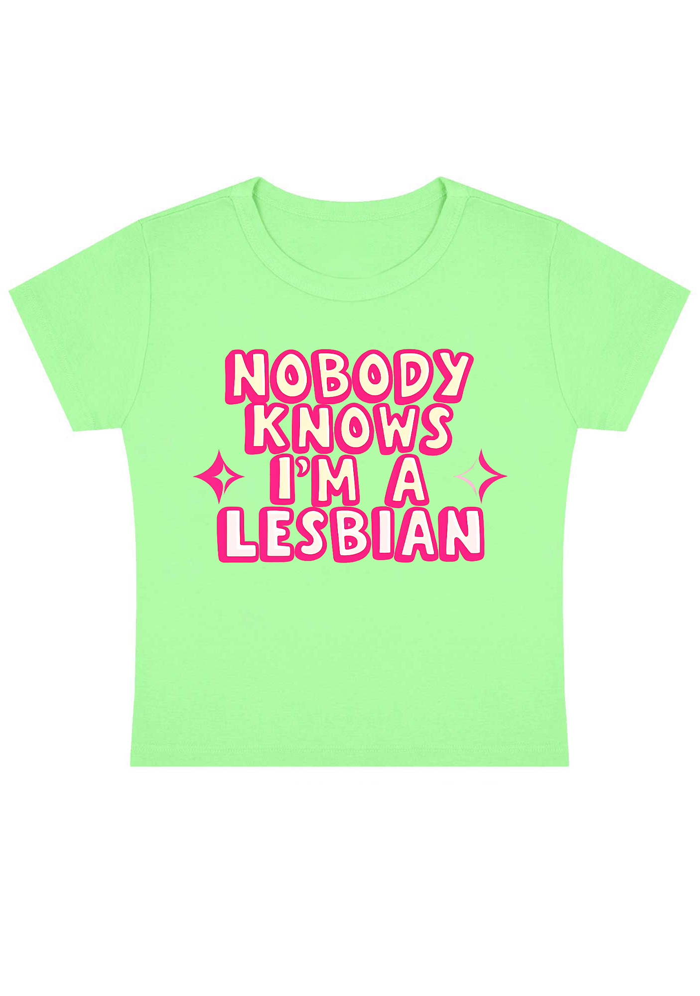 Nobody Knows I'm A Lesbian Y2K Baby Tee
