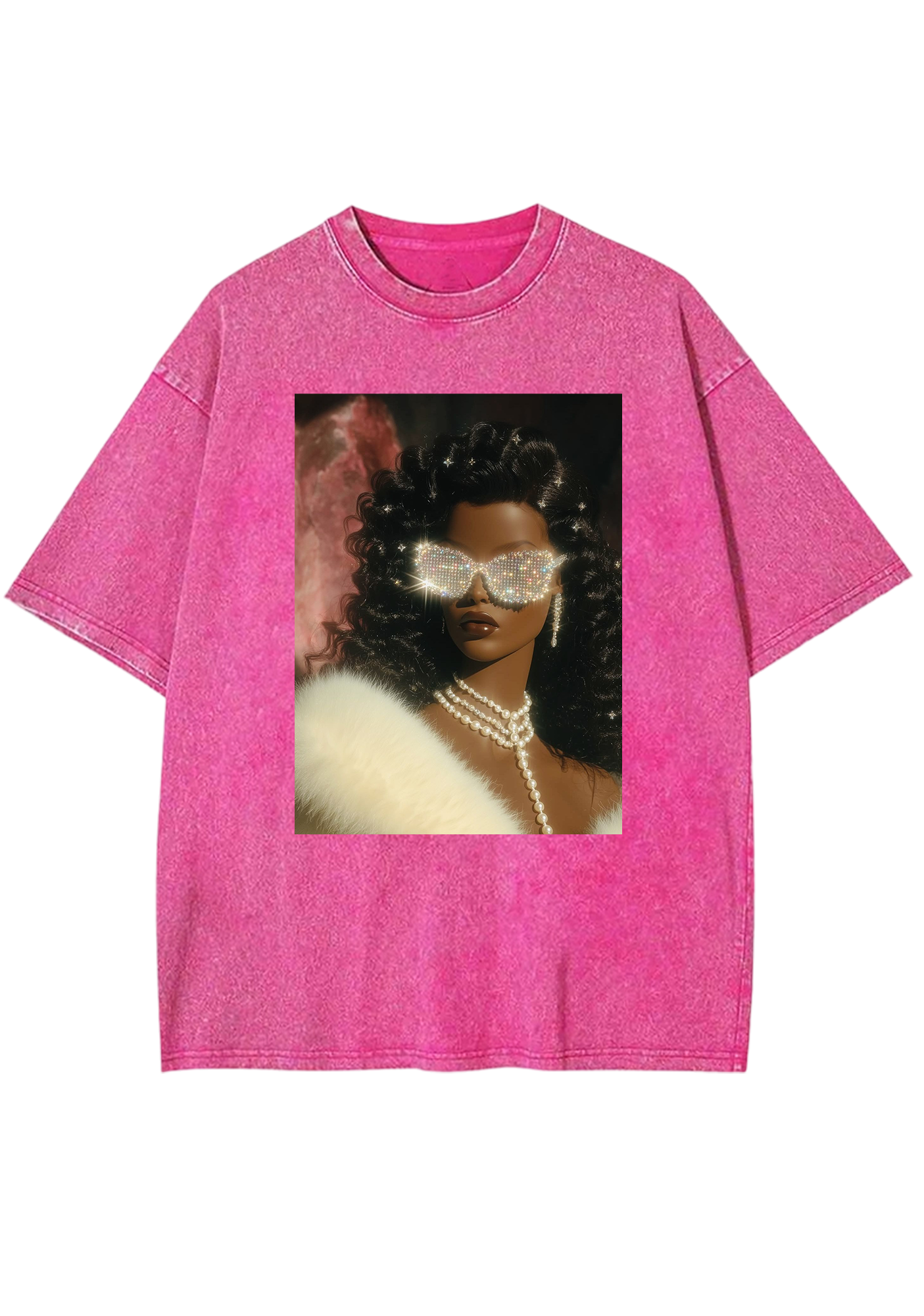 Diamond Sunglasses Luxe Black Barbie Y2K Washed Tee