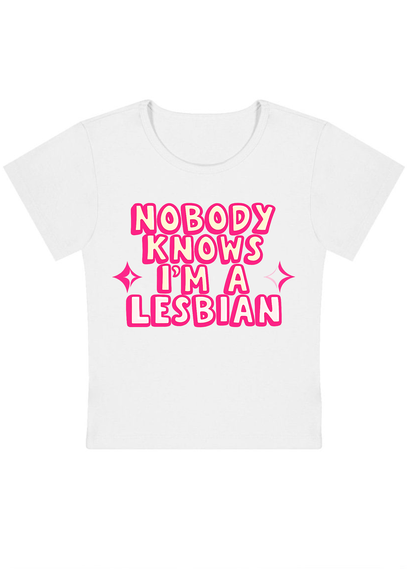Nobody Knows I'm A Lesbian Y2K Baby Tee