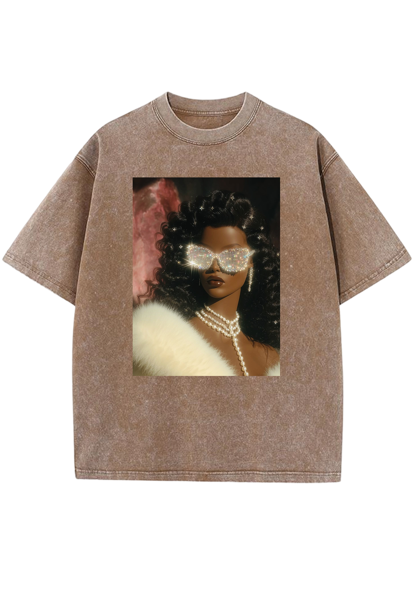 Diamond Sunglasses Luxe Black Barbie Y2K Washed Tee